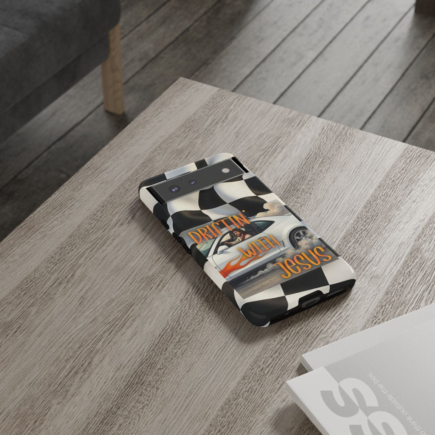 Phone Case — "Driftin' With Jesus" Racing Crosscheck Design - Samsung/ Google phones
