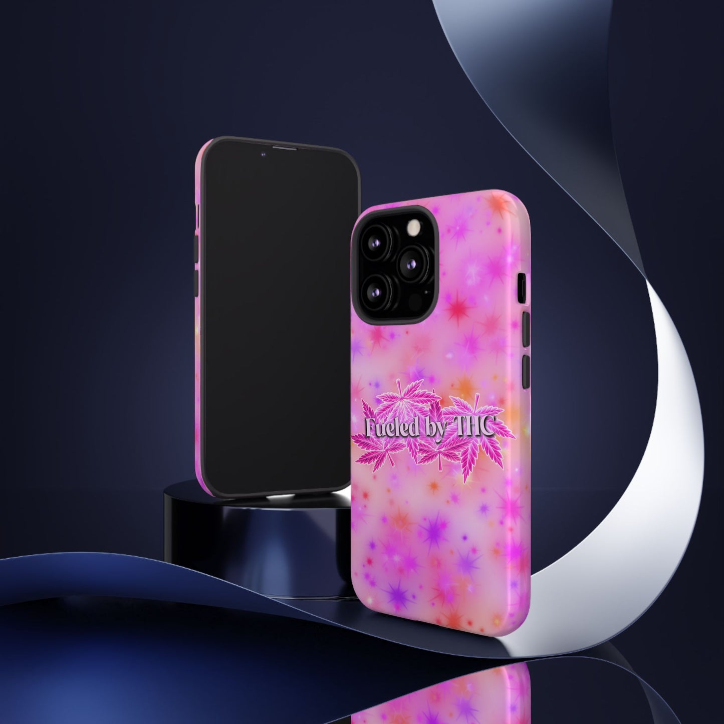 Fueled by THC Phone Case — Pink Cannabis Leaf Protective Case