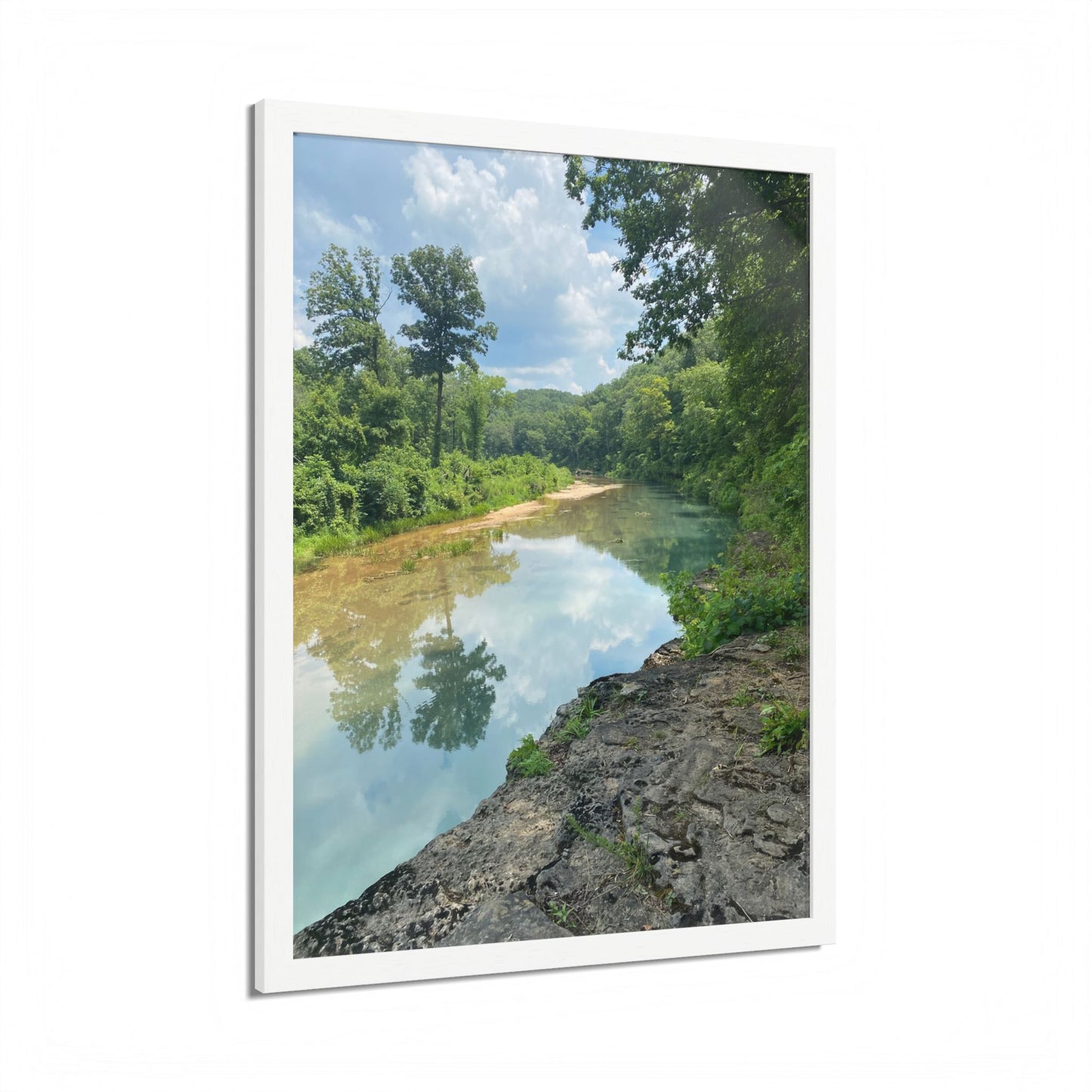 Framed Nature Poster — Serene River Landscape Wall Art