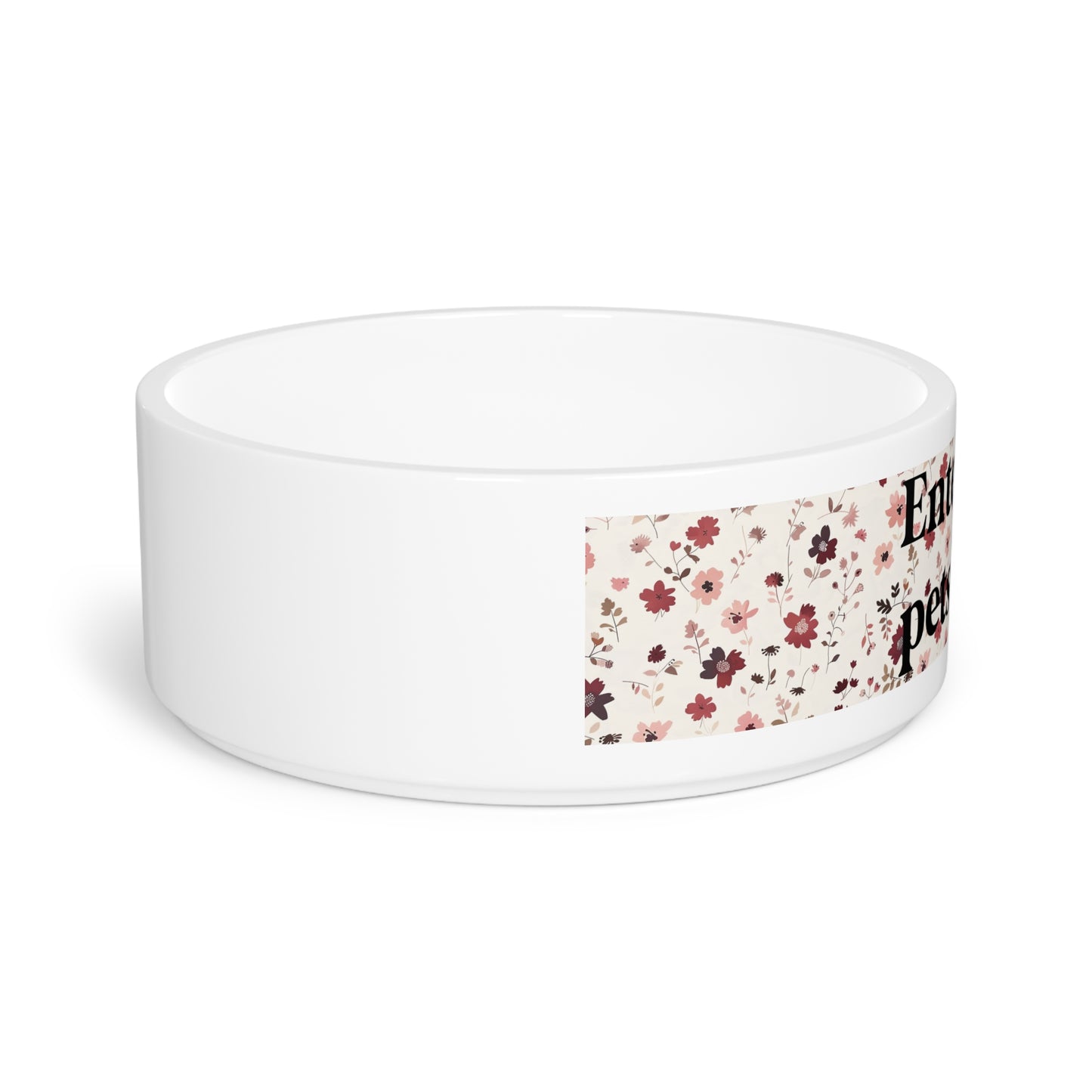 Personalized Floral Pet Bowl — Custom Name Dog & Cat Food Dish
