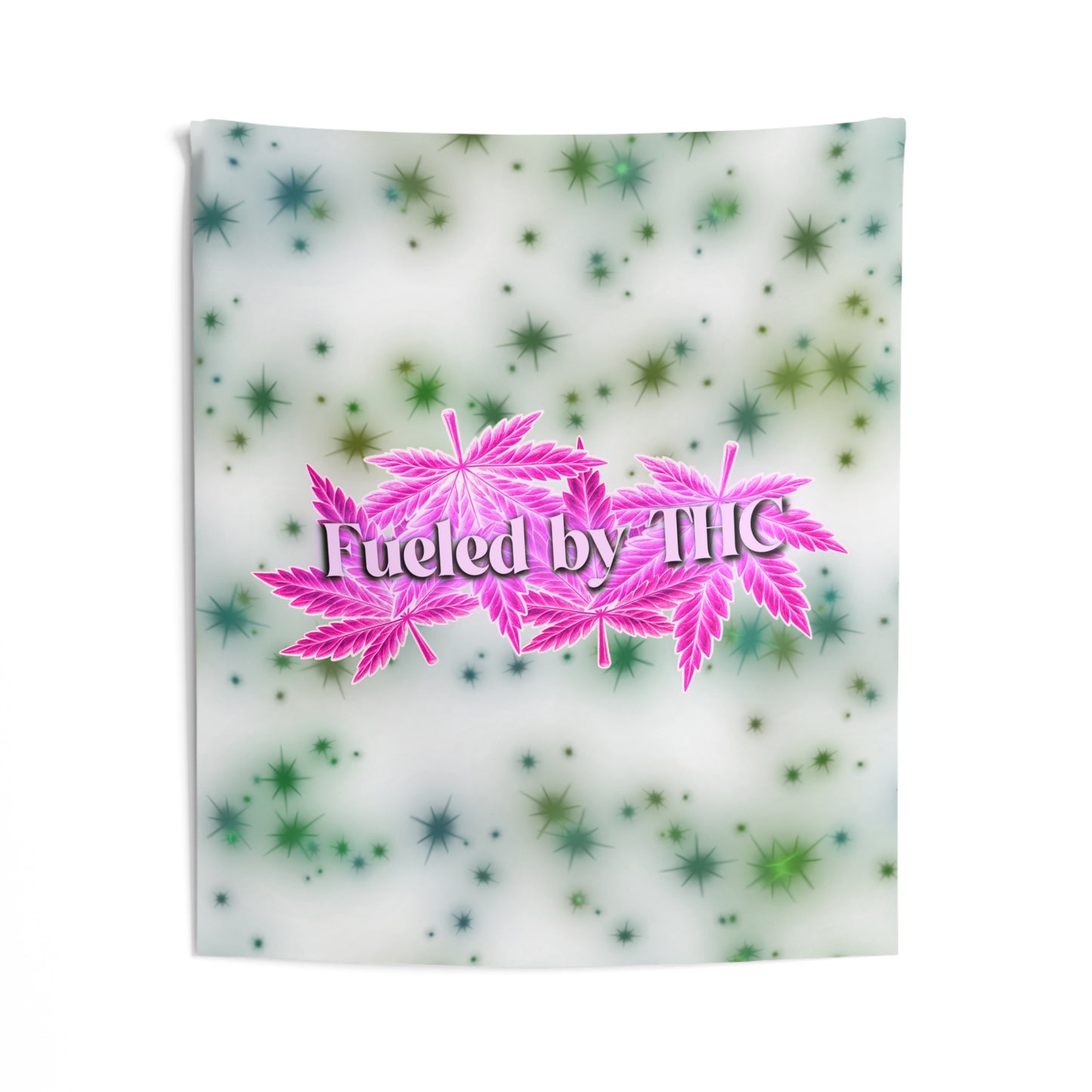 Tapestry - "Fueled by THC" Pink Cannabis Leaf Wall Hanging