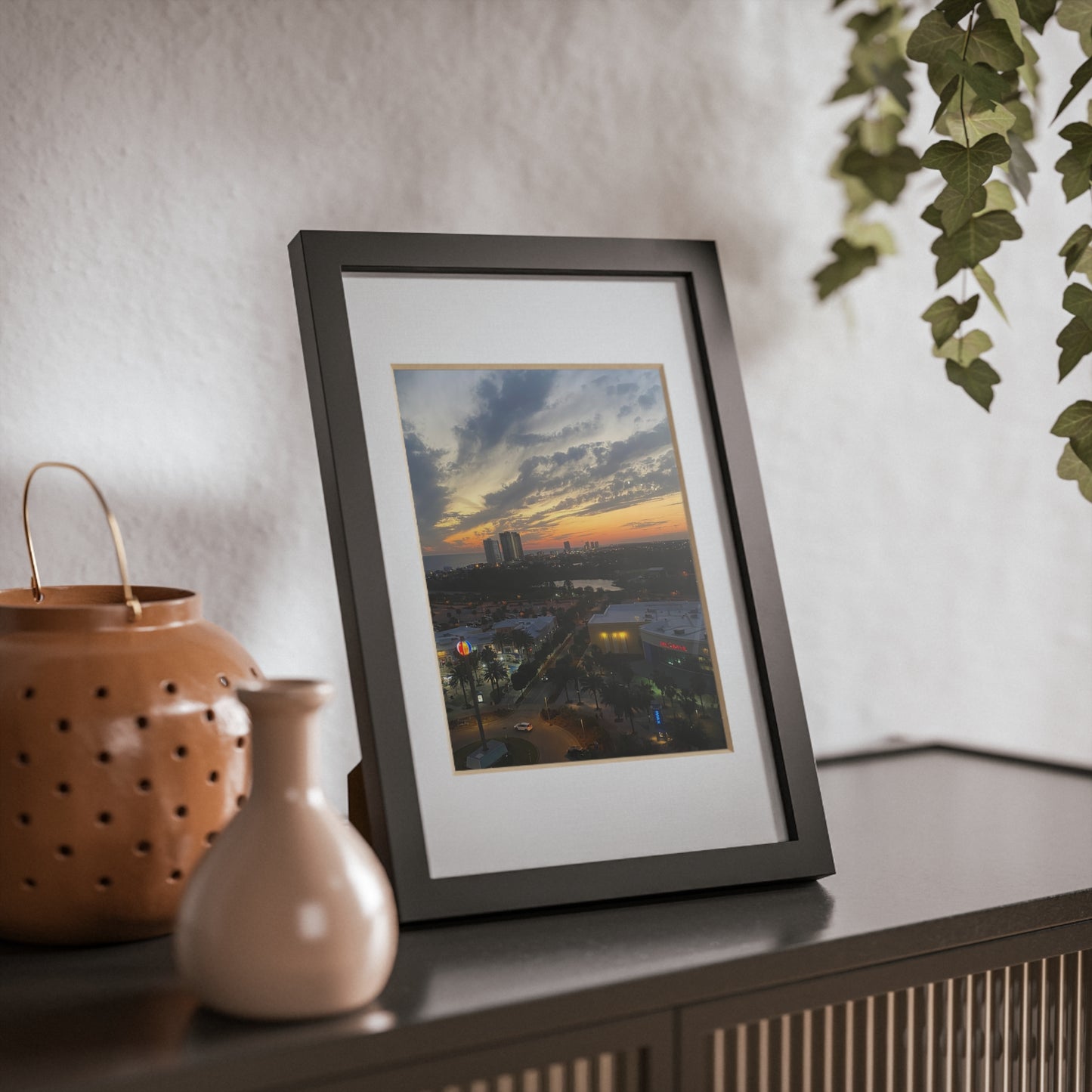 Black Framed Sunset Photo Poster — City Skyline Wall Art