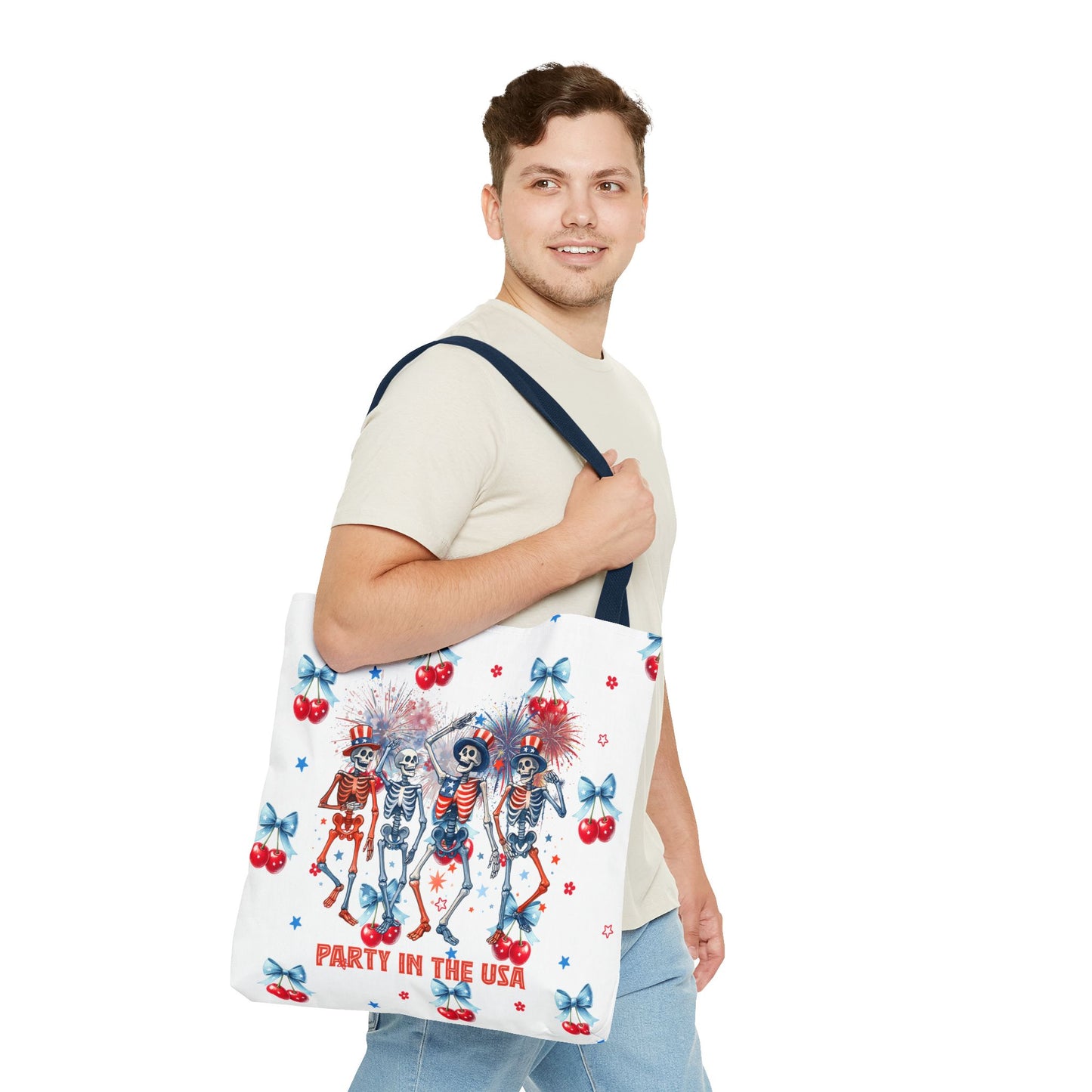 Patriotic Skeletons Tote Bag — "Party in the USA" 4th of July All-Over Print