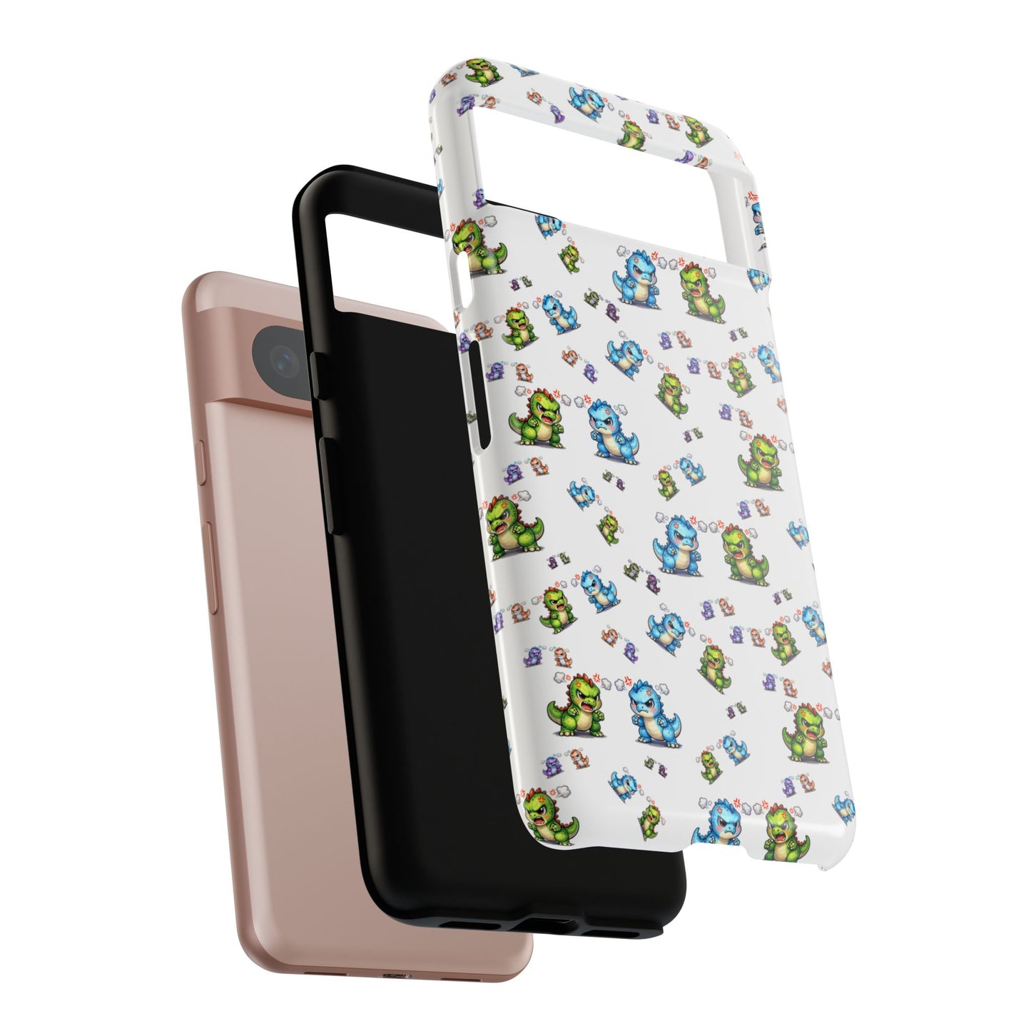 Cute Dino Pattern Phone Case — Playful Cartoon Dinosaur Tough Phone Cover