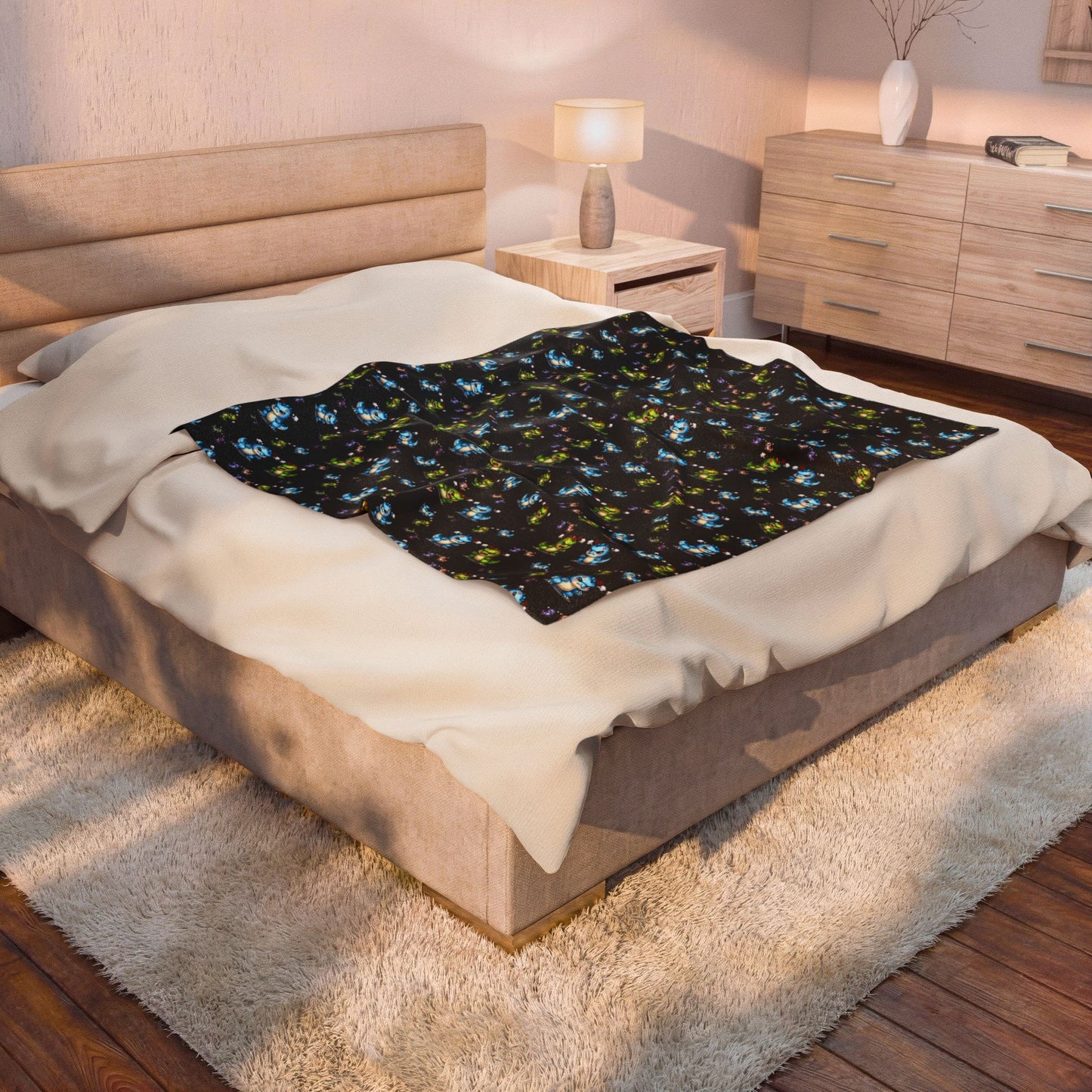 Plush Blanket — Cute Dino Pattern Velveteen Throw