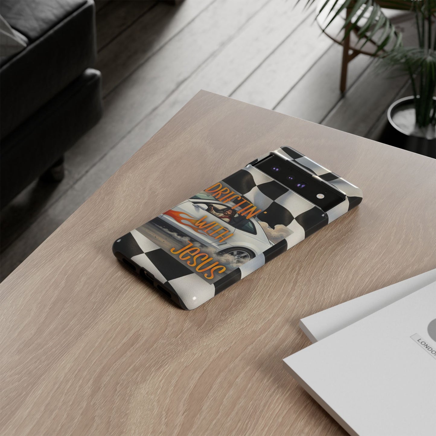 Phone Case — "Driftin' With Jesus" Racing Crosscheck Design - Samsung/ Google phones