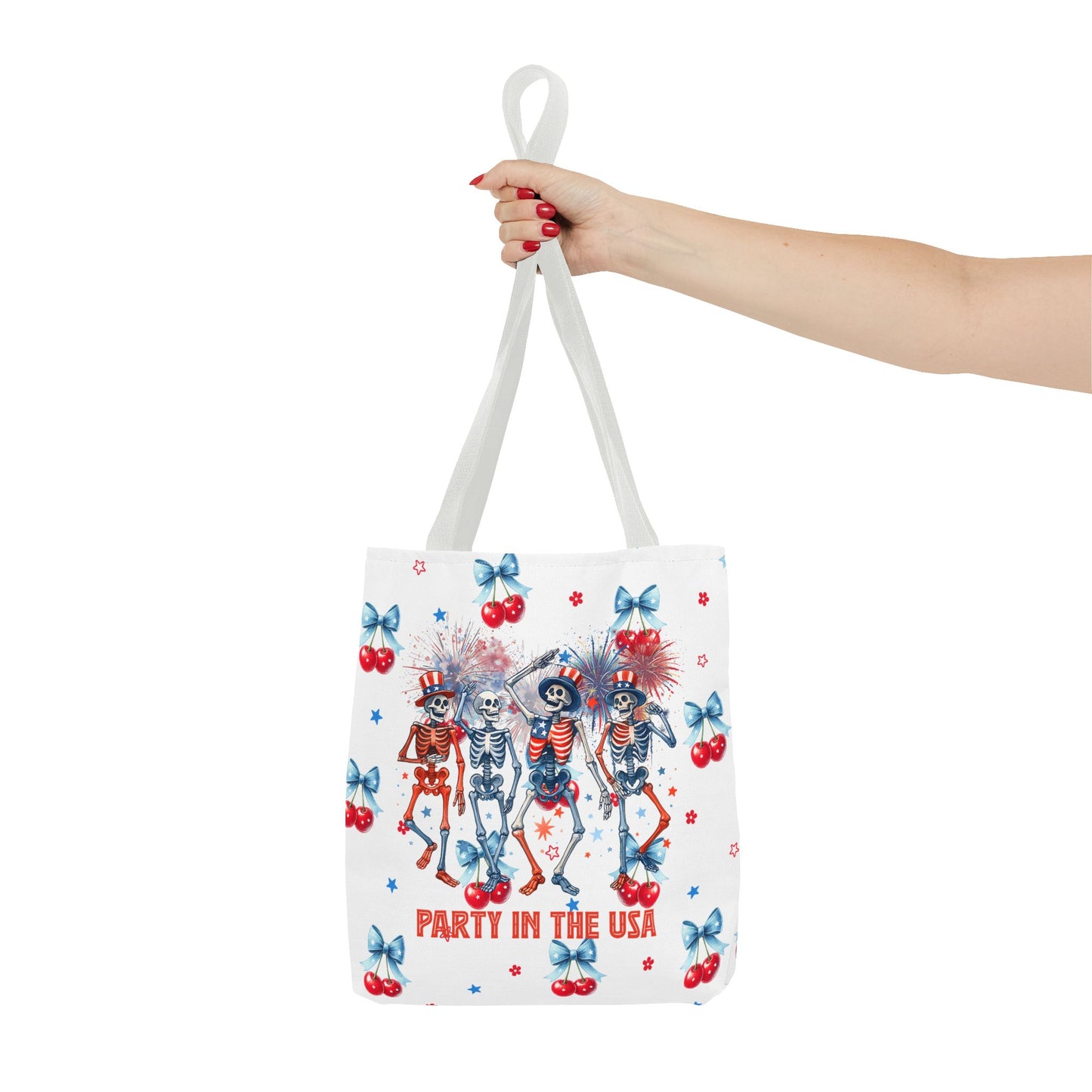 Patriotic Skeletons Tote Bag — "Party in the USA" 4th of July All-Over Print