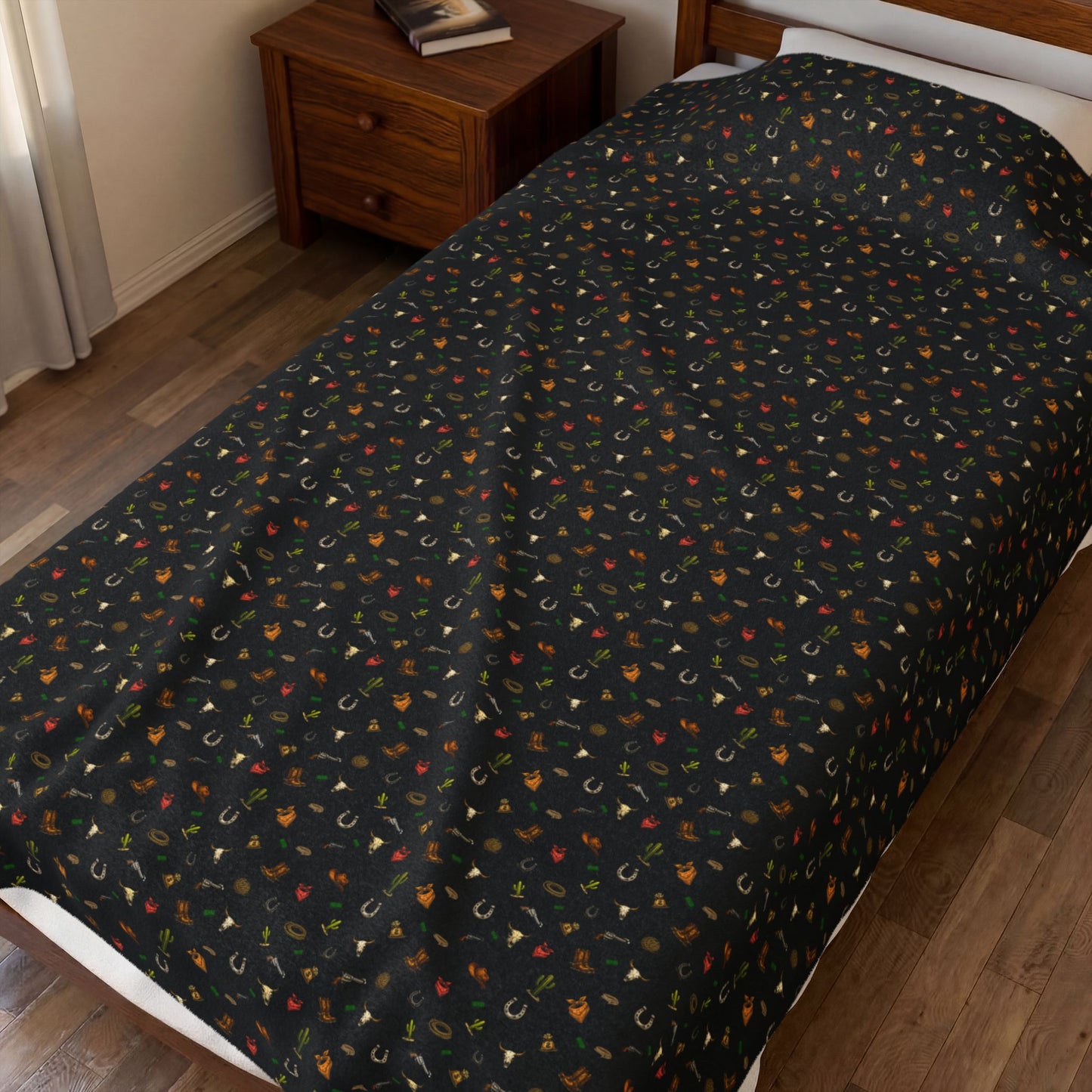 Western Velveteen Plush Blanket — western Pattern Cozy Throw
