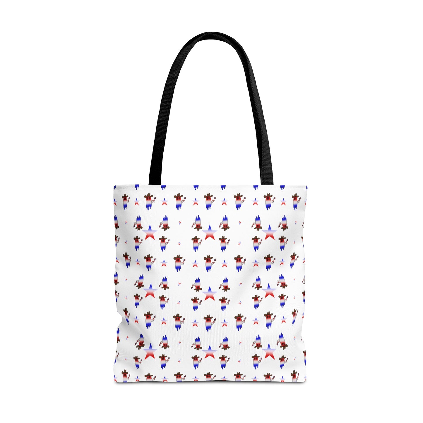 Patriotic Ghost Pattern Tote Bag – Red White Blue All-Over Print