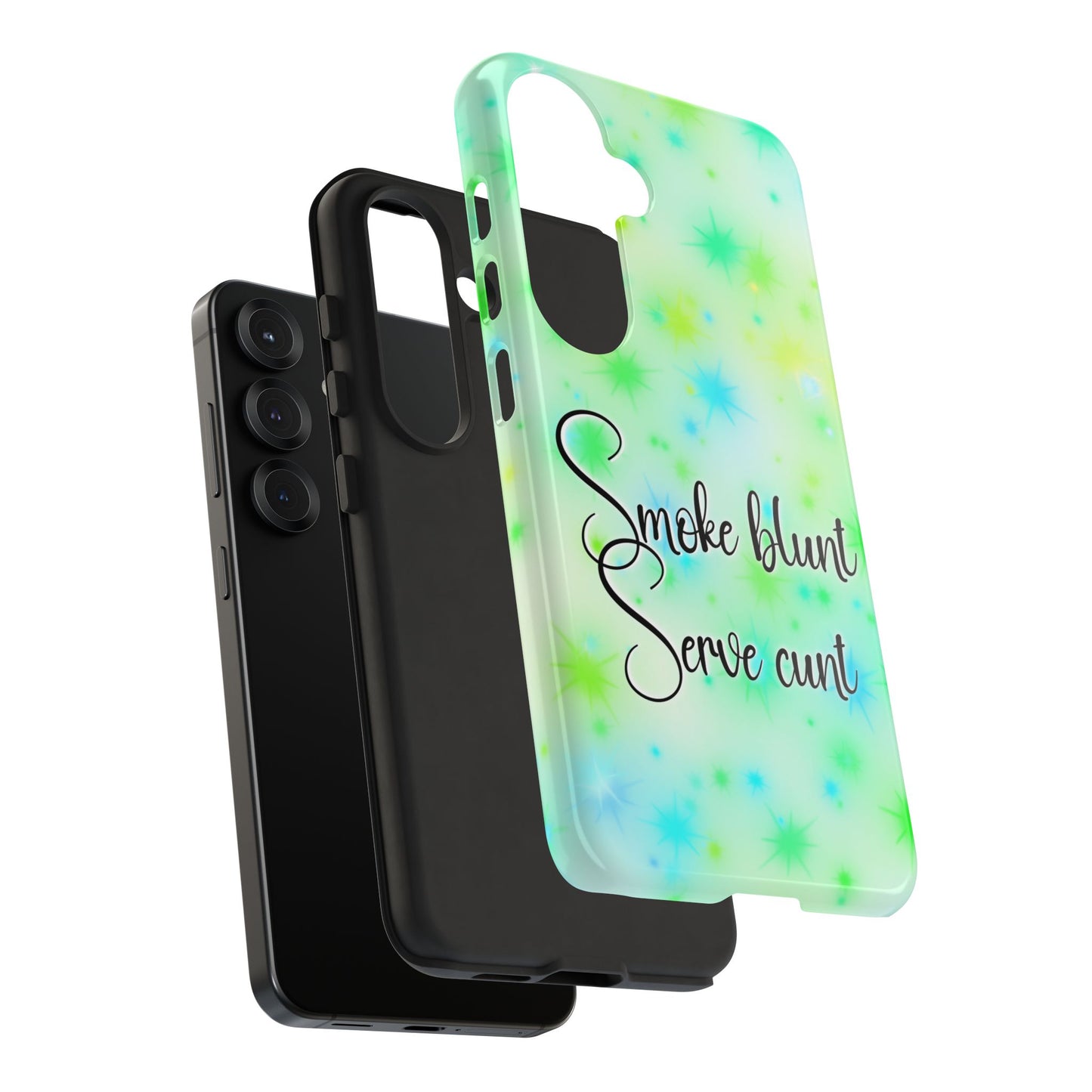 Phone Case — "Smoke blunt Serve cunt" Green Starburst Protective Case