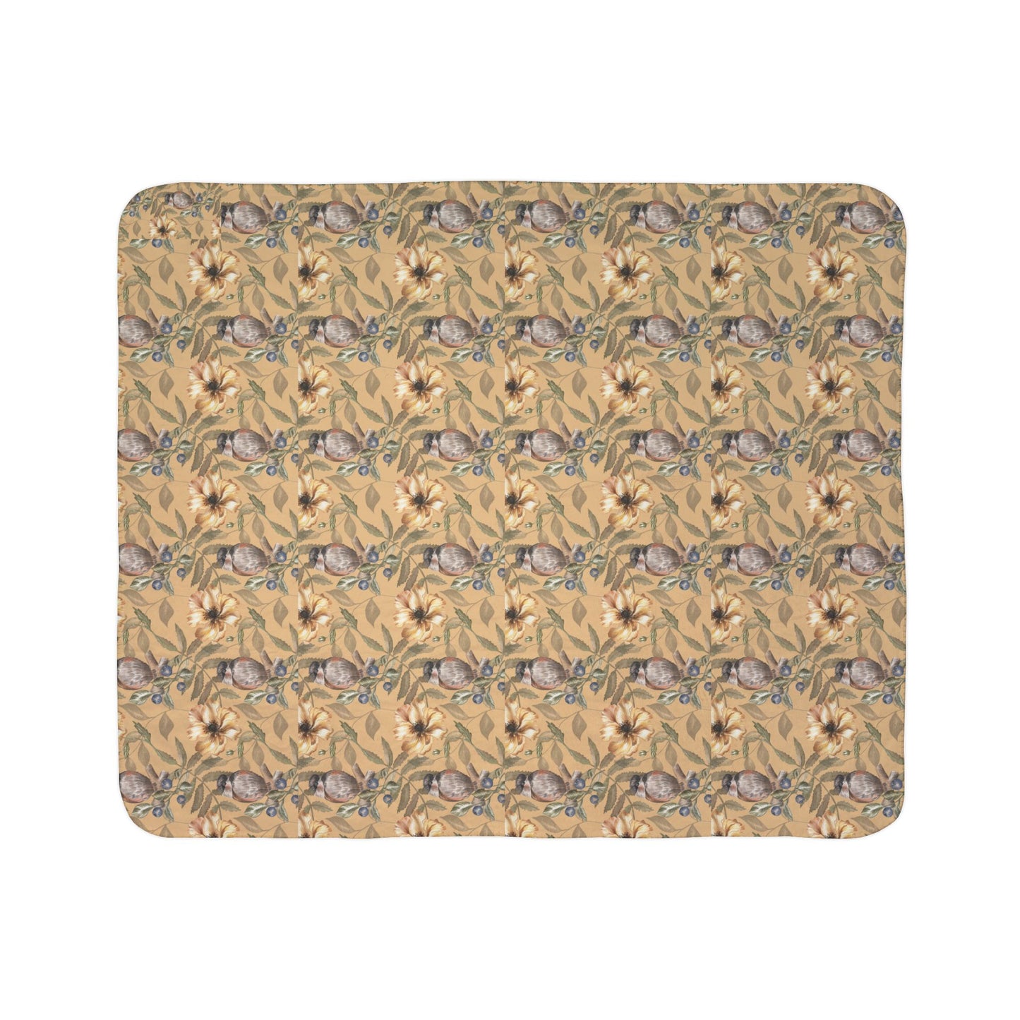 Vintage Floral Sherpa Blanket – Cozy Botanical Throw