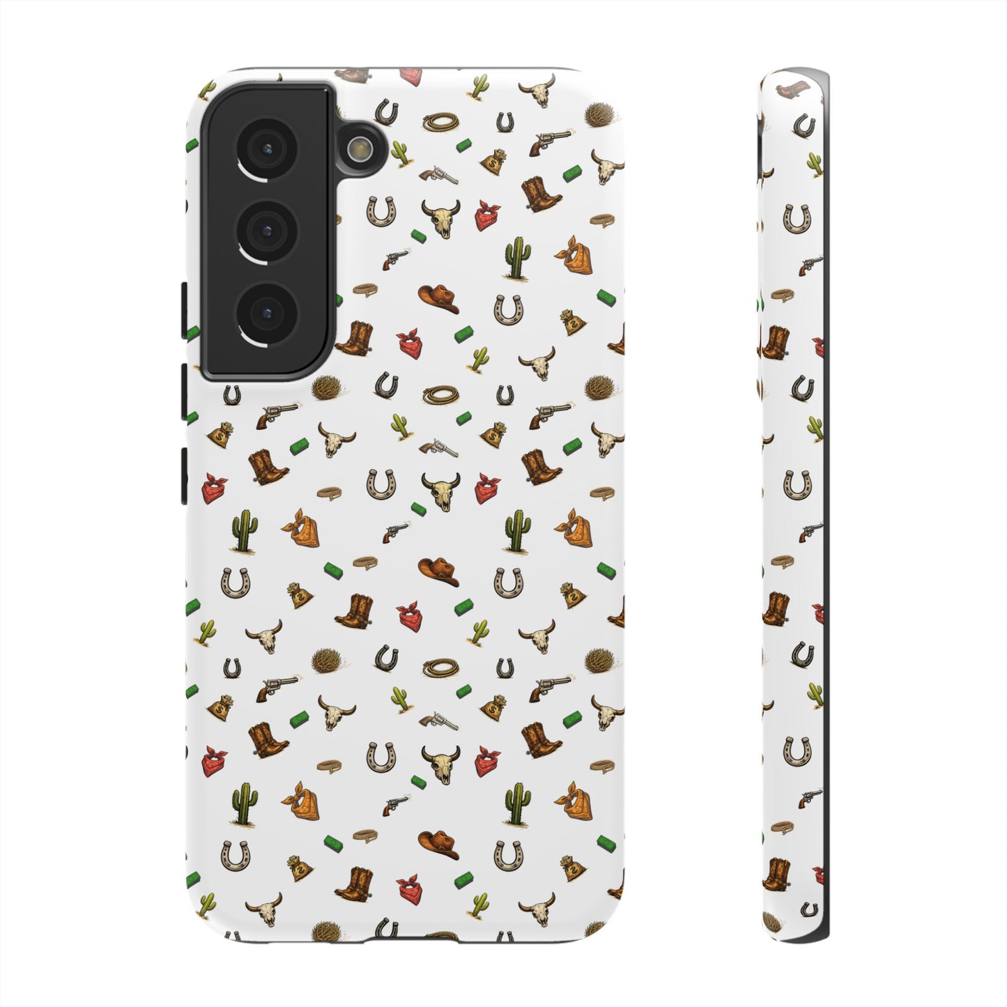 Western Pattern Phone Case — Cowboy Boots, Hats, Horseshoes & Cactus Tough Case