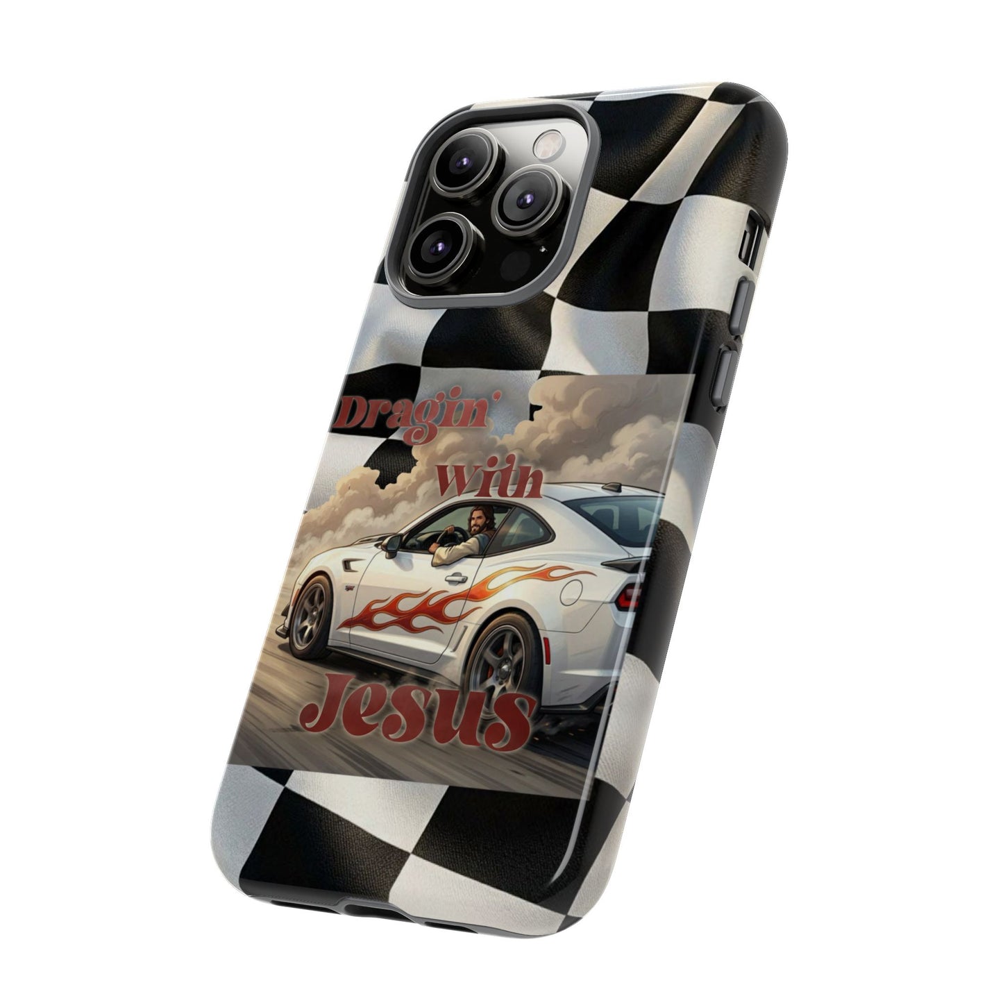 Phone Case — 'Dragin' With Jesus' Racing Checkered Design - iPhone