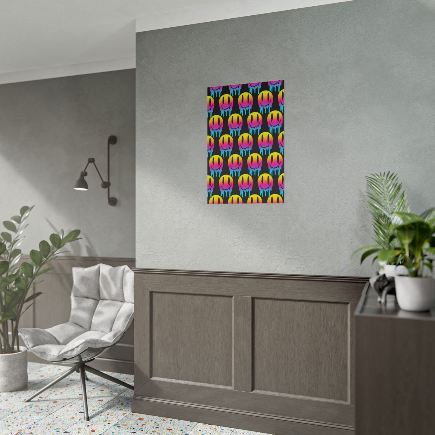 Neon Drip Smiley Poster