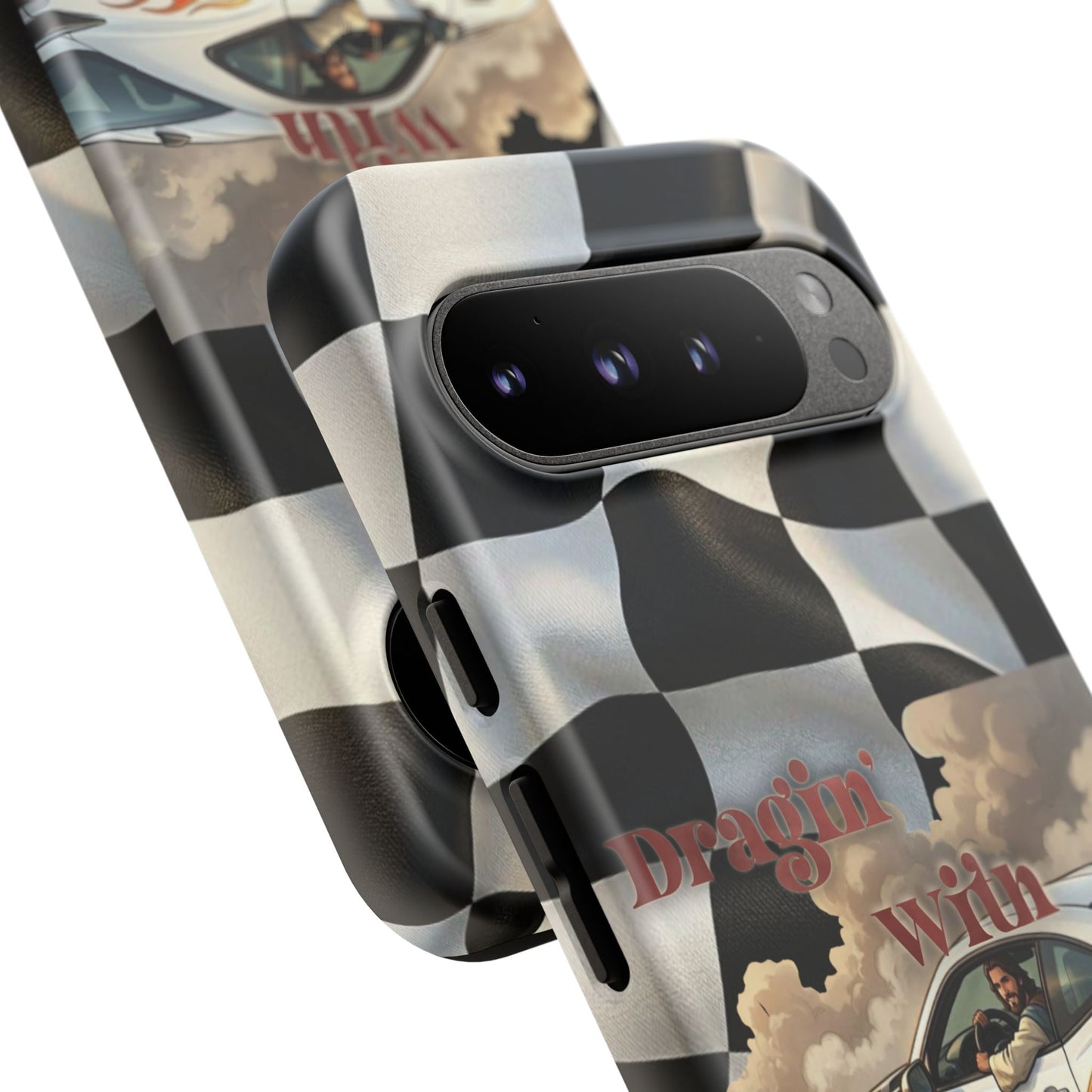 Phone Case — "Dragin' With Jesus" Racing Checkered flag - Samsung / Google phones