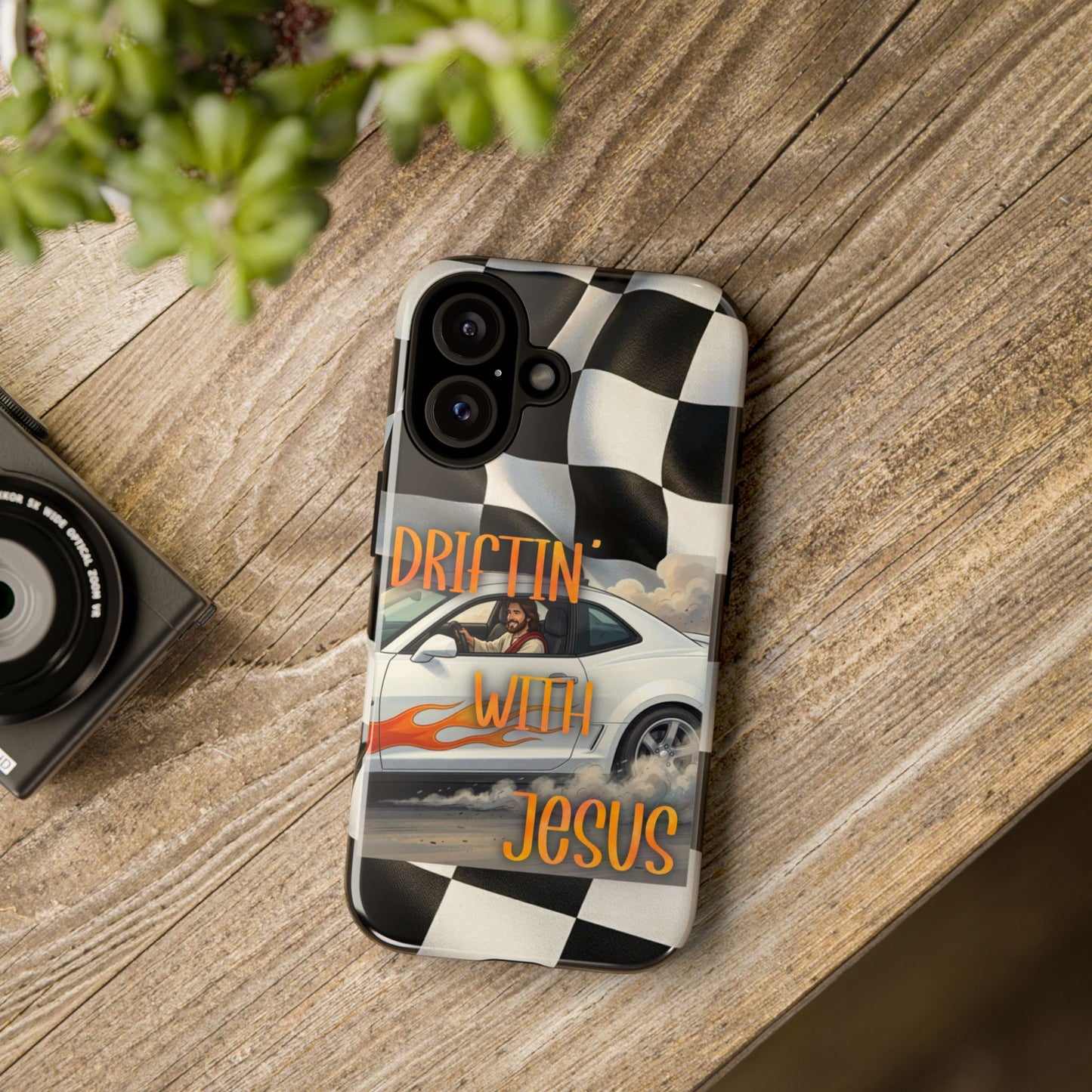 Phone Case — "Driftin' with Jesus" Racing Flag Design- iPhone