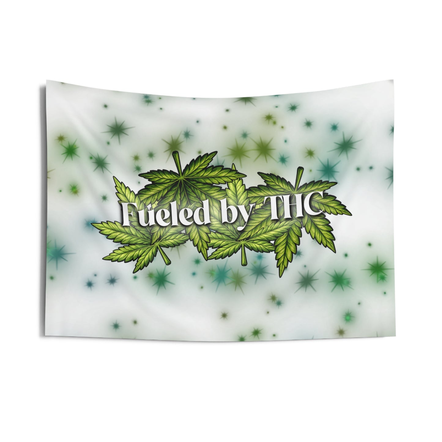 “Fueled by THC” Leaf Wall Tapestry – Cannabis Decor for Dorms & Living Rooms