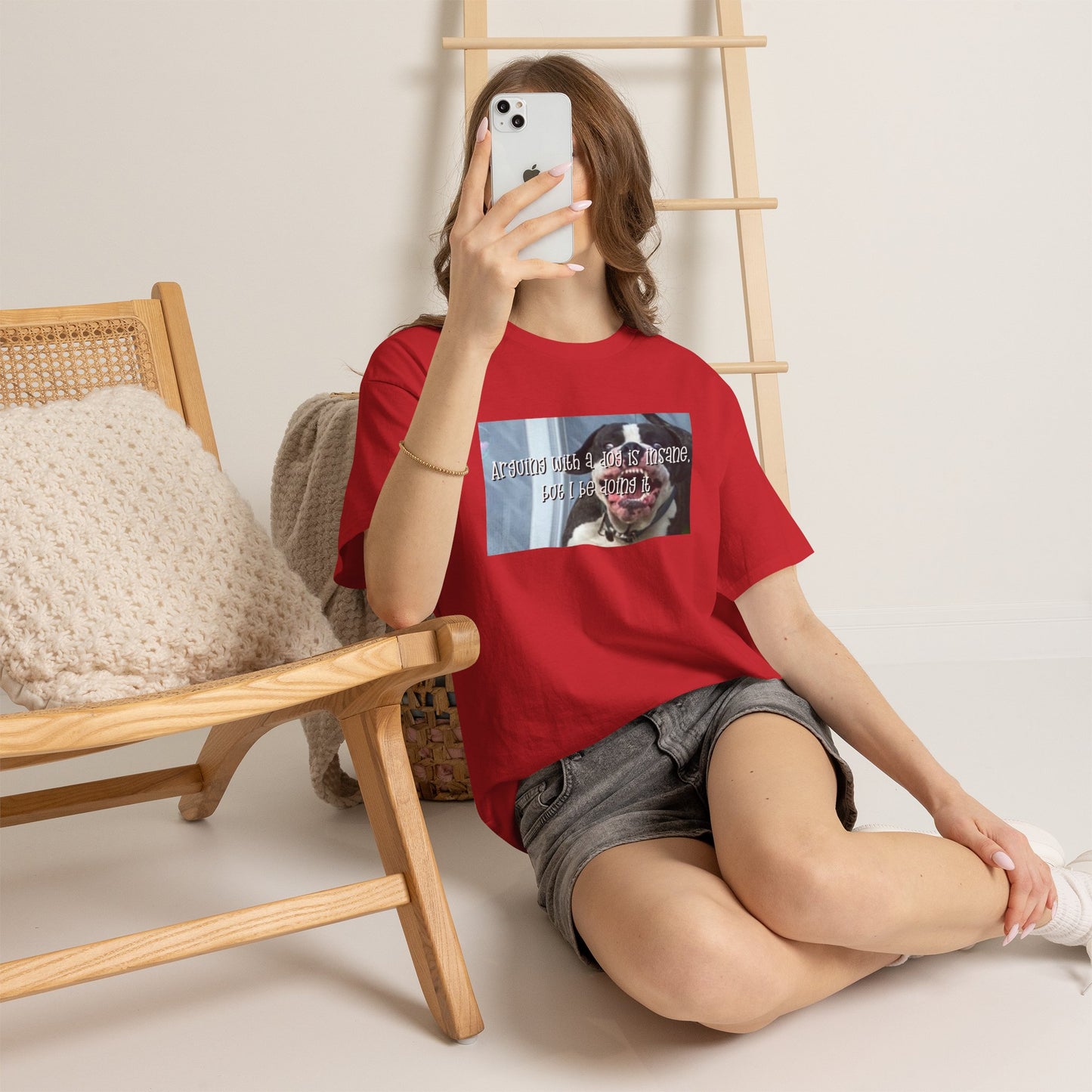 Funny Dog Meme T‑Shirt – “Arguing with a dog is insane but I be doin it” Graphic Tee