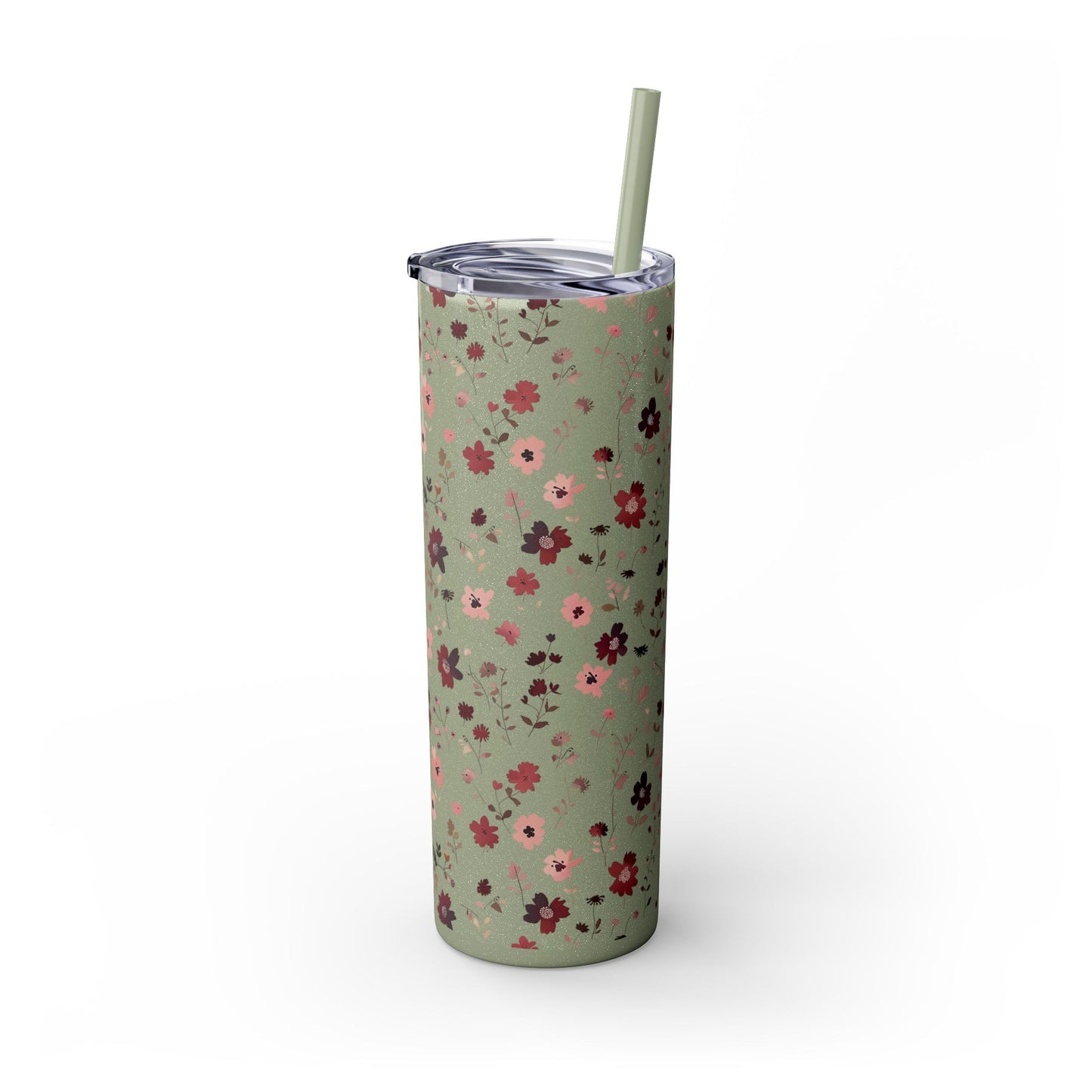 Floral Skinny Tumbler 20oz – Pink Blossom Straw Cup