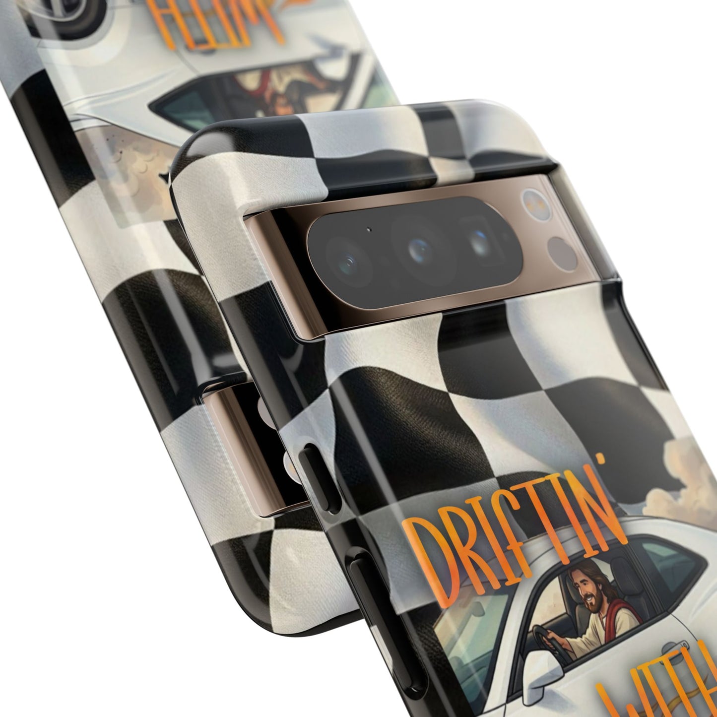 Phone Case — "Driftin' With Jesus" Racing Crosscheck Design - Samsung/ Google phones