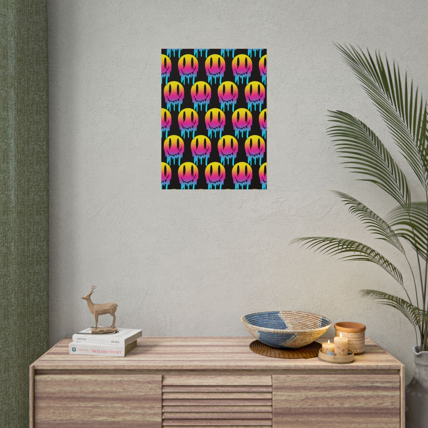Neon Drip Smiley Poster