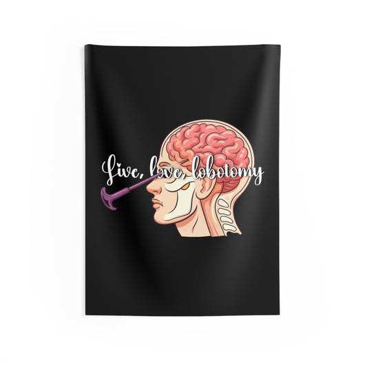 Lobotomy Anatomy Tapestry — "Live, Love, Lobotomy" Brain Art Wall Hanging
