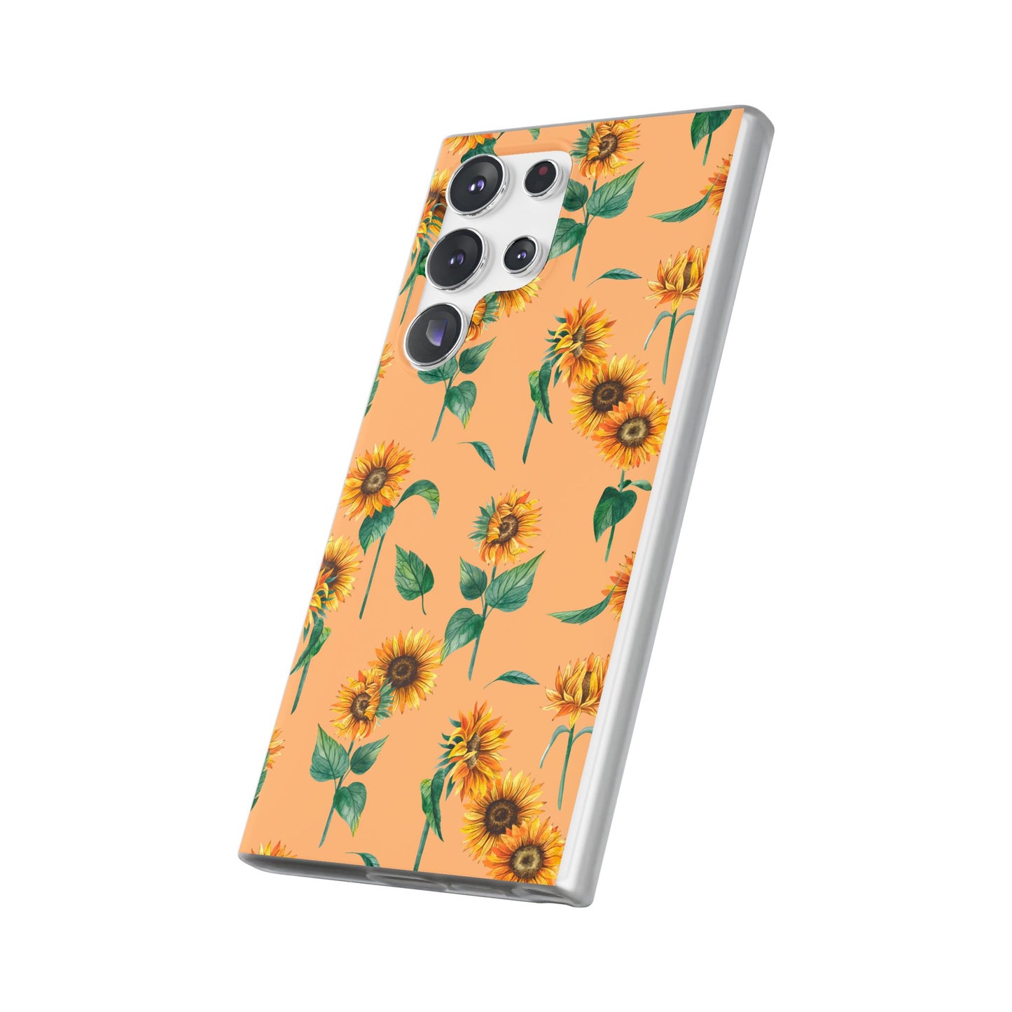 Sunflower Pattern Phone Case — Floral Peach Slim Flexi Case