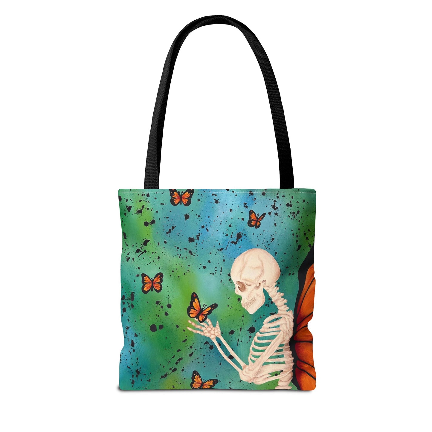 Skeleton & Monarch Tote Bag – Butterfly Skull Art Tote