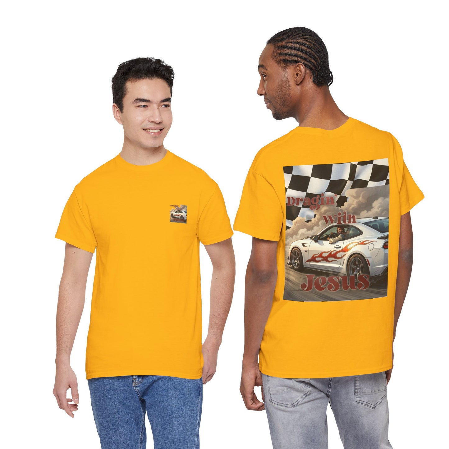 T-Shirt — "Dragin' With Jesus" Retro Racing Graphic Tee