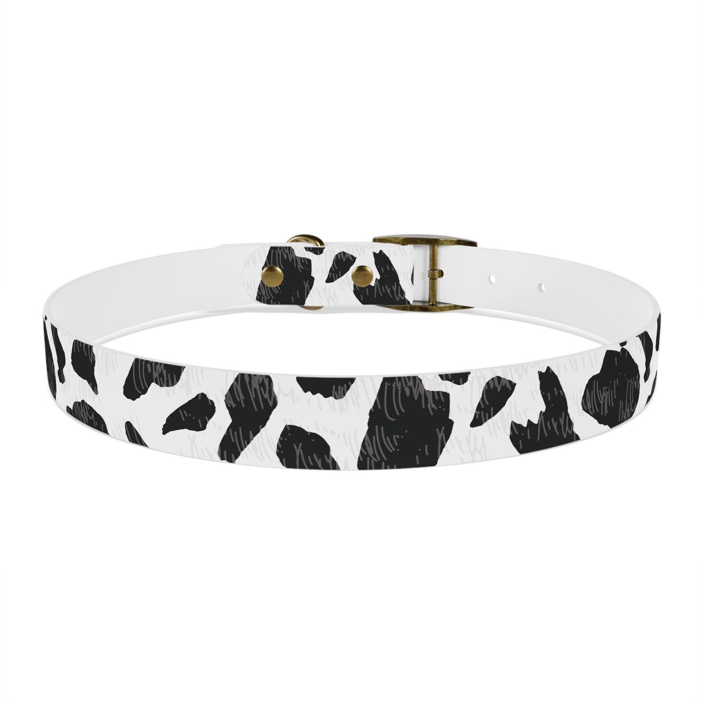 Cow Print Dog Collar — Black & White Spot Pattern