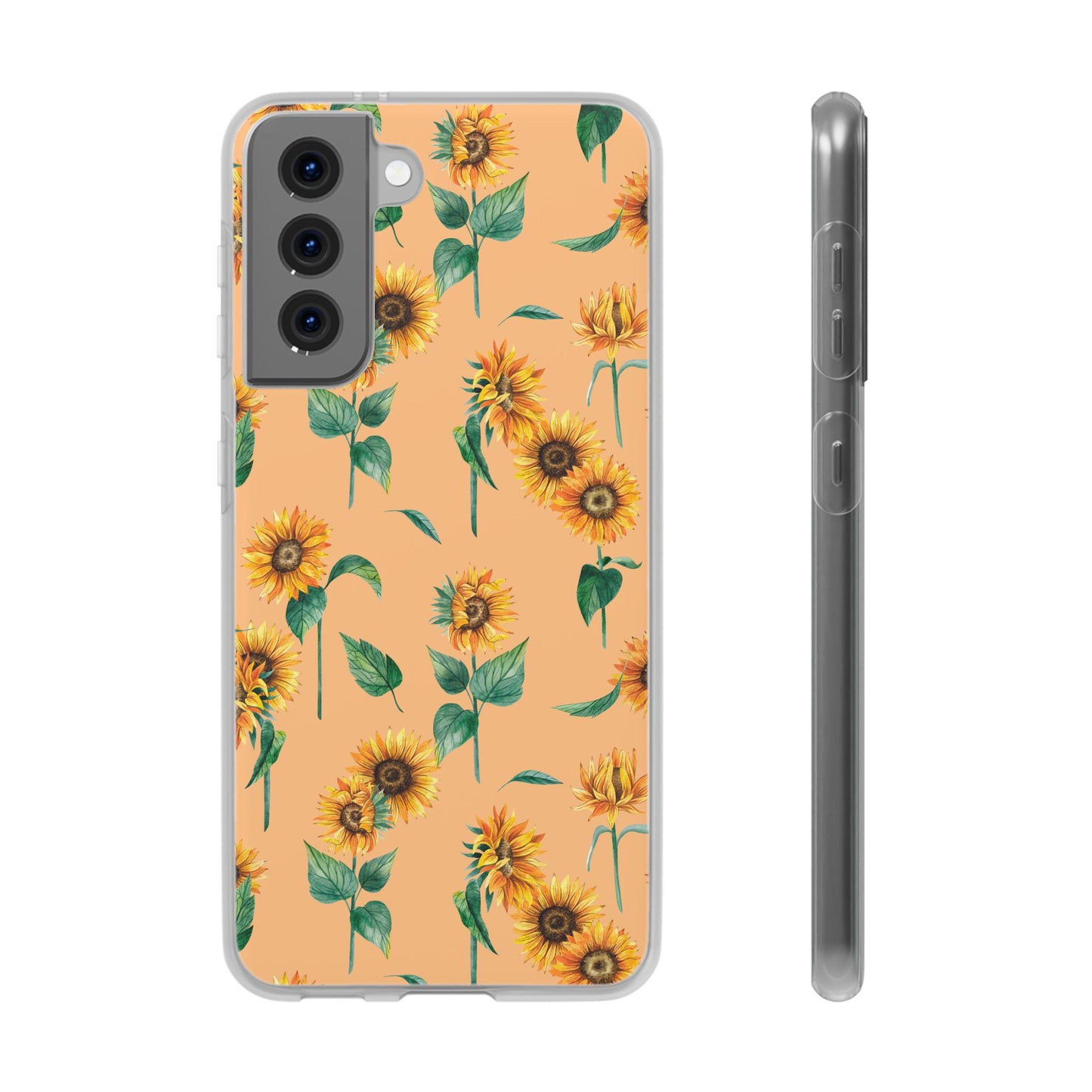 Sunflower Pattern Phone Case — Floral Peach Slim Flexi Case