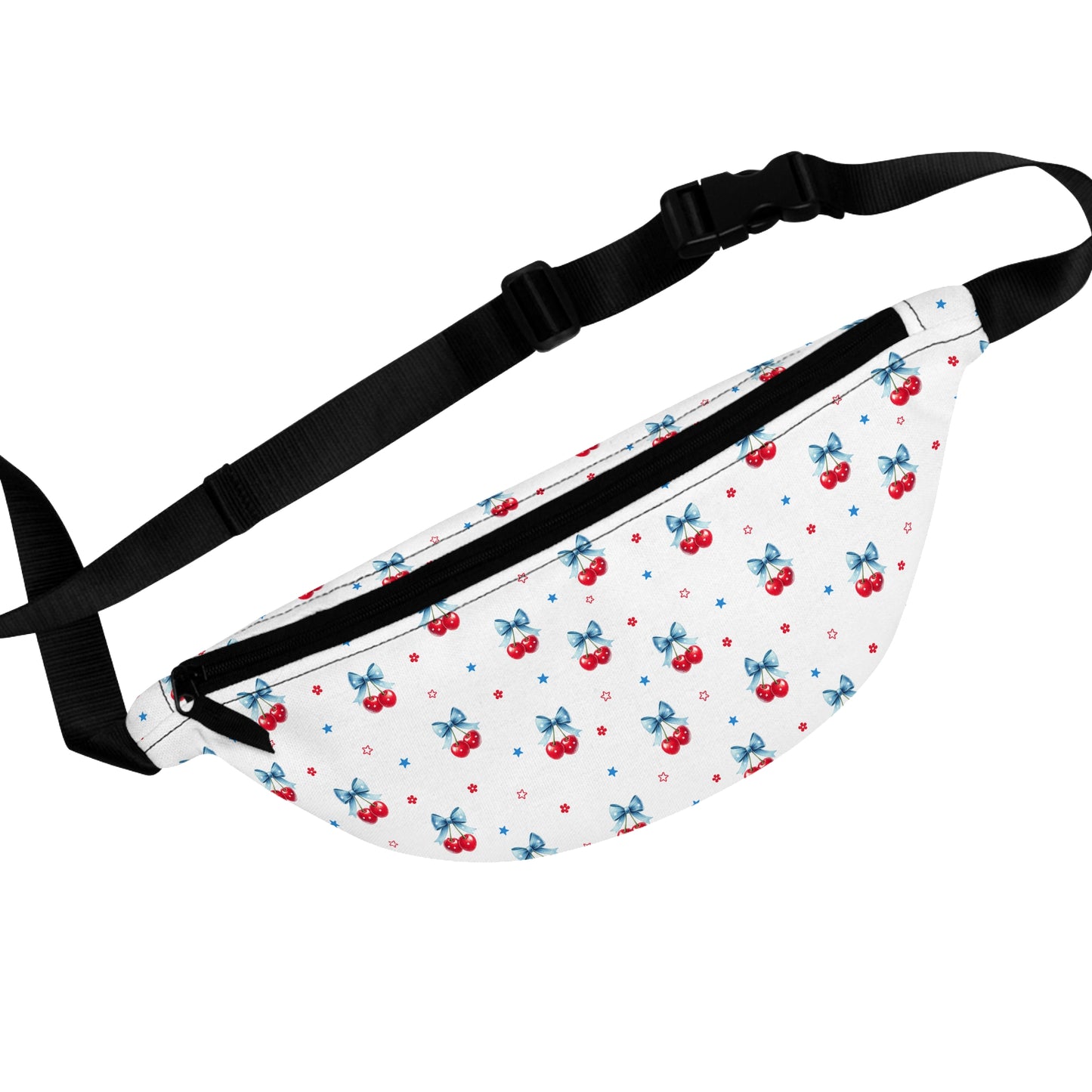 Cherry Pattern Fanny Pack — Retro Fruit Waist Bag