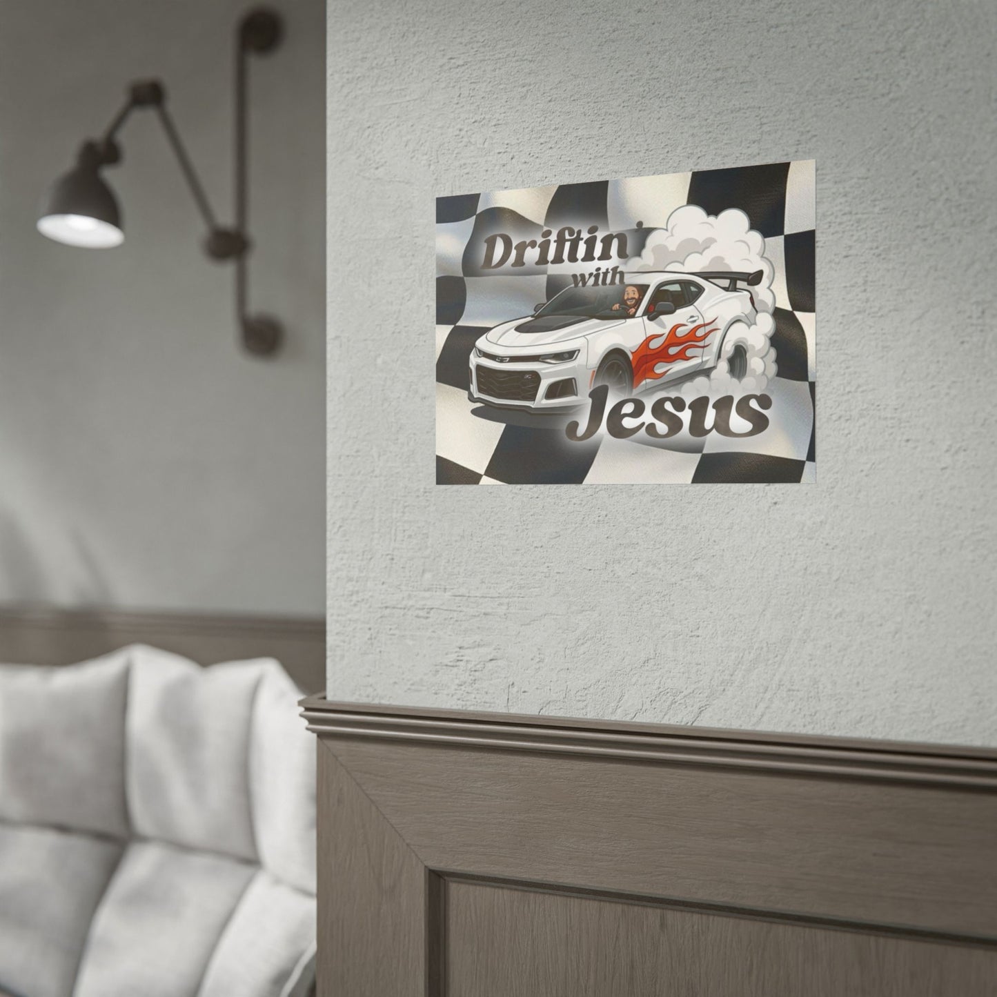 Rolled Poster — "Driftin' with Jesus" Racing Car Wall Art
