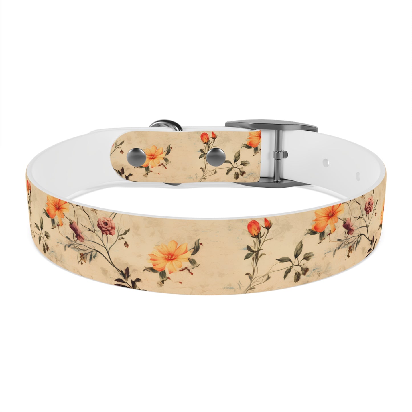 Floral Vintage Dog Collar – Peach Rose Print Pet Collar