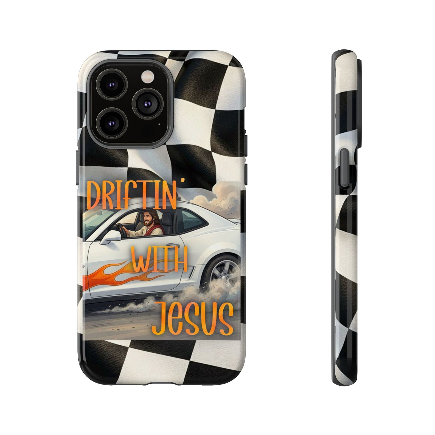 Phone Case — "Driftin' with Jesus" Racing Flag Design- iPhone