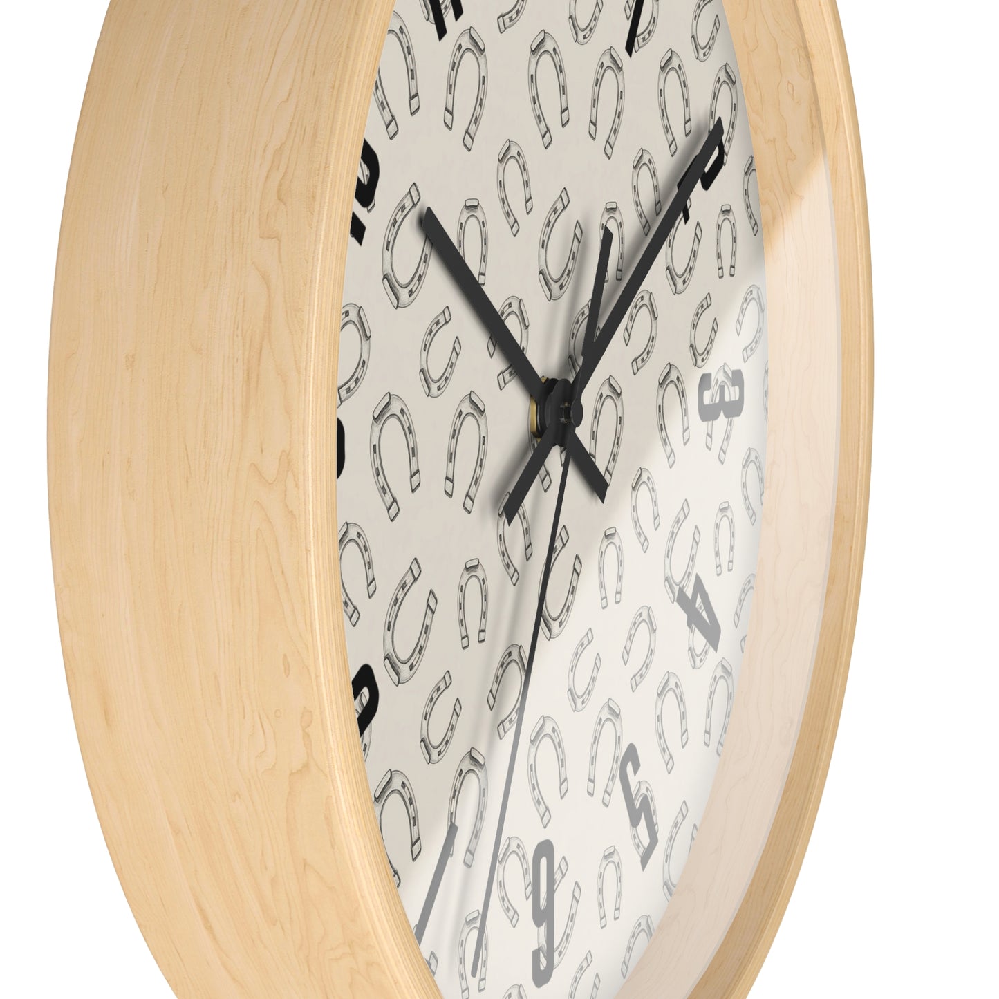 Horseshoe Pattern Wall Clock — Rustic Farmhouse Timepiece for Equestrian Lovers