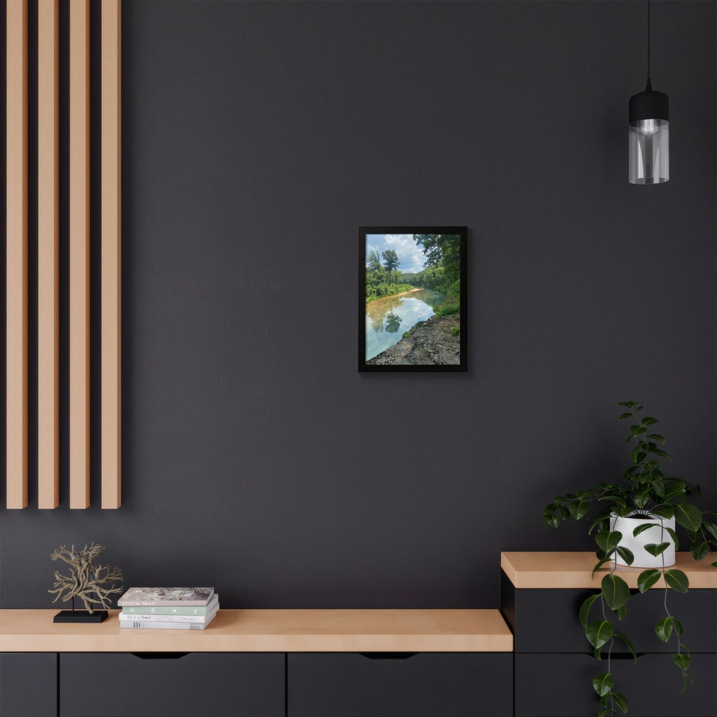 Framed Nature Poster — Serene River Landscape Wall Art