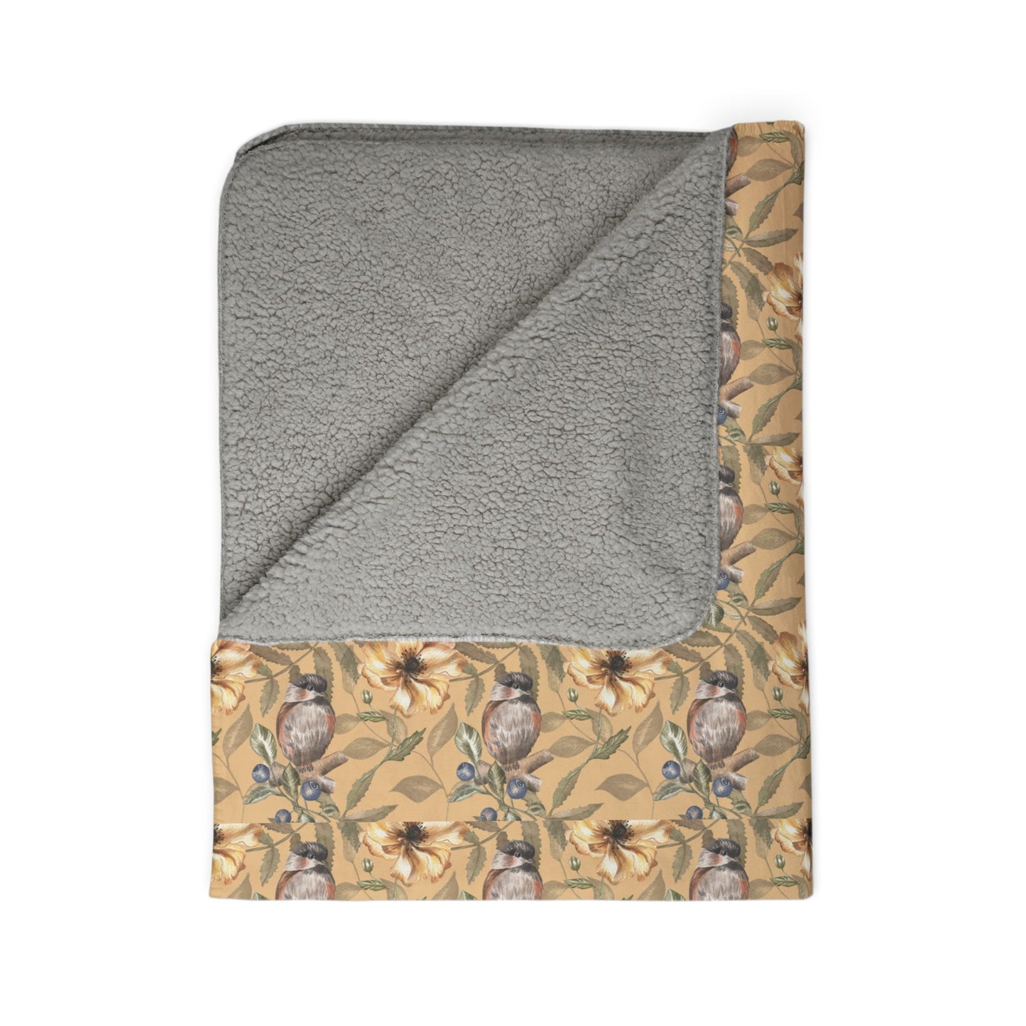 Vintage Floral Sherpa Blanket – Cozy Botanical Throw