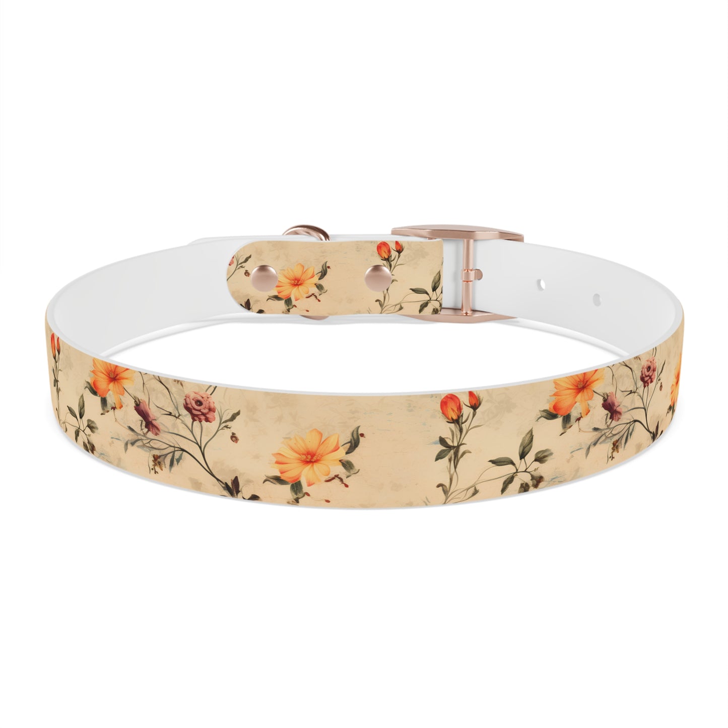 Floral Vintage Dog Collar – Peach Rose Print Pet Collar