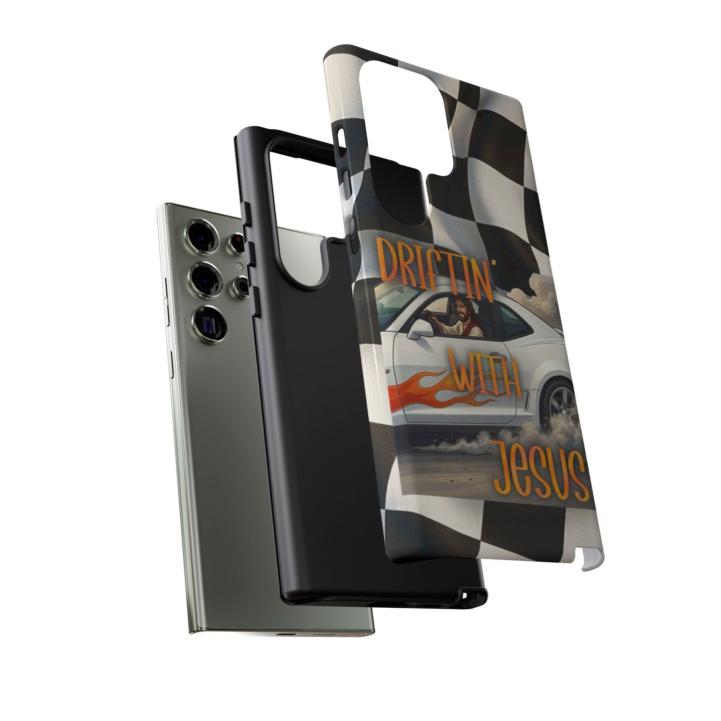 Phone Case — "Driftin' With Jesus" Racing Crosscheck Design - Samsung/ Google phones