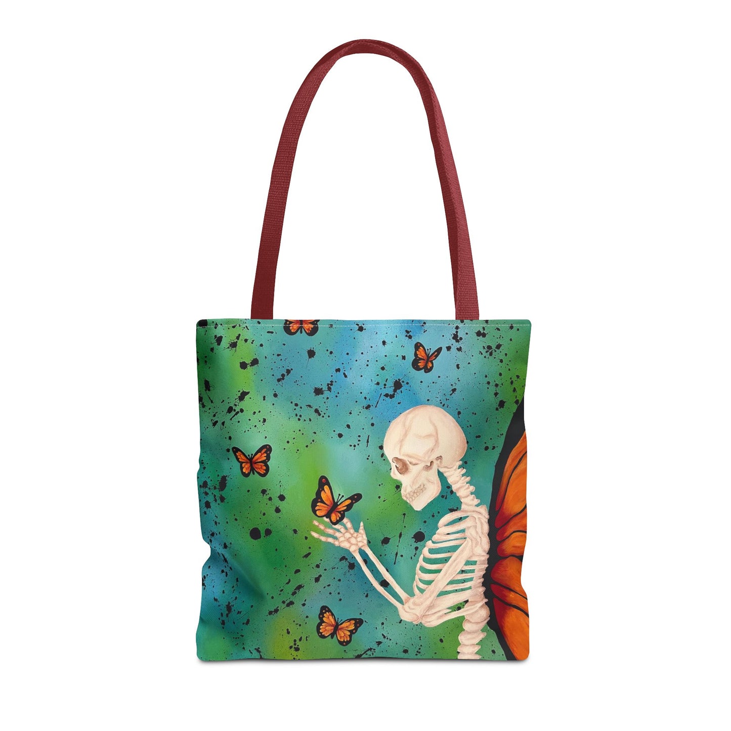 Skeleton & Monarch Tote Bag – Butterfly Skull Art Tote