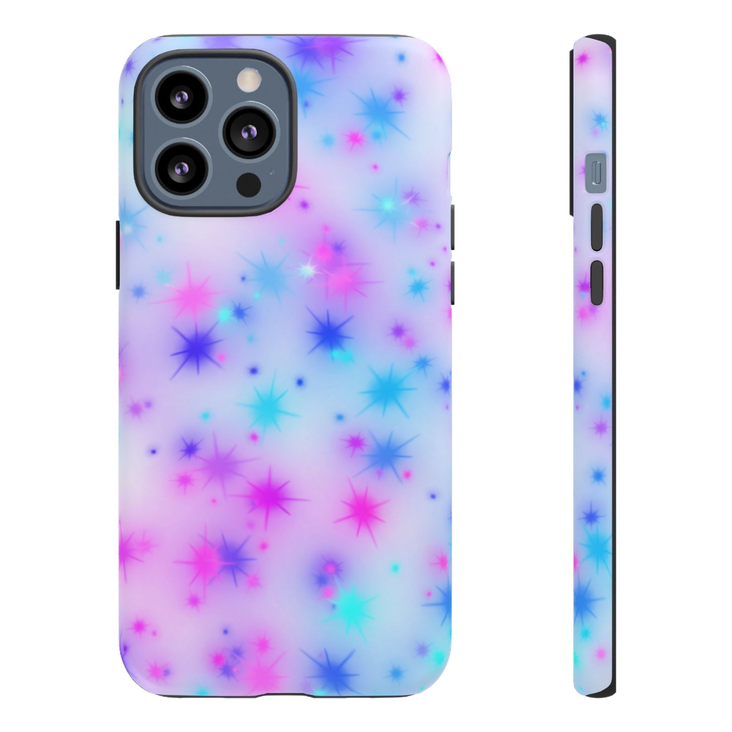 Galaxy Starburst Tough Phone Case — Pastel Pink & Blue Sparkle Protective Cover