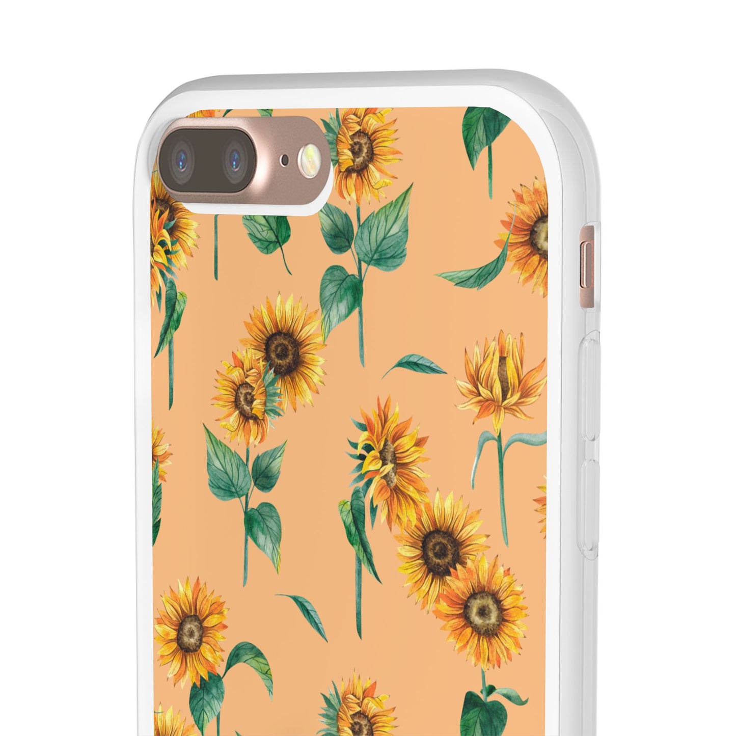 Sunflower Pattern Flexi Case — Floral Phone Case on Peach Background
