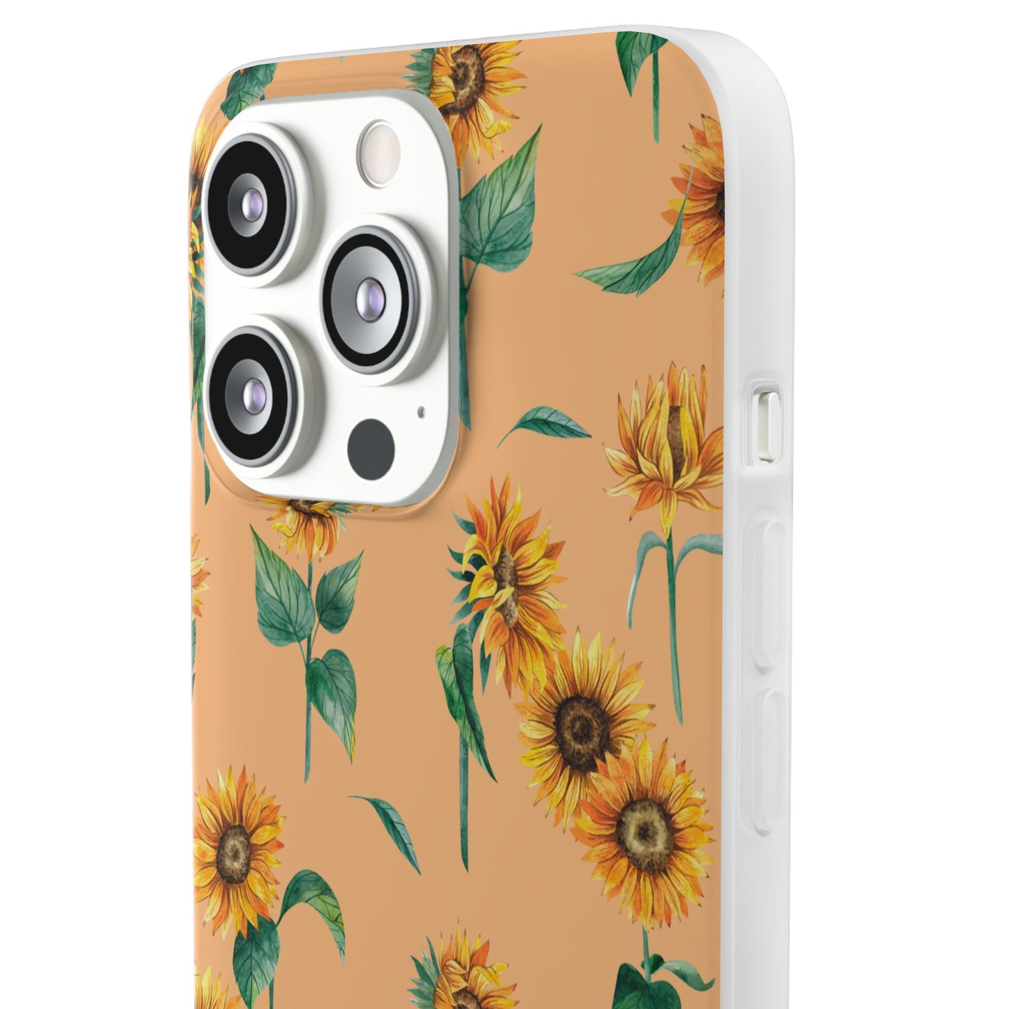 Sunflower Pattern Flexi Case — Floral Phone Case on Peach Background