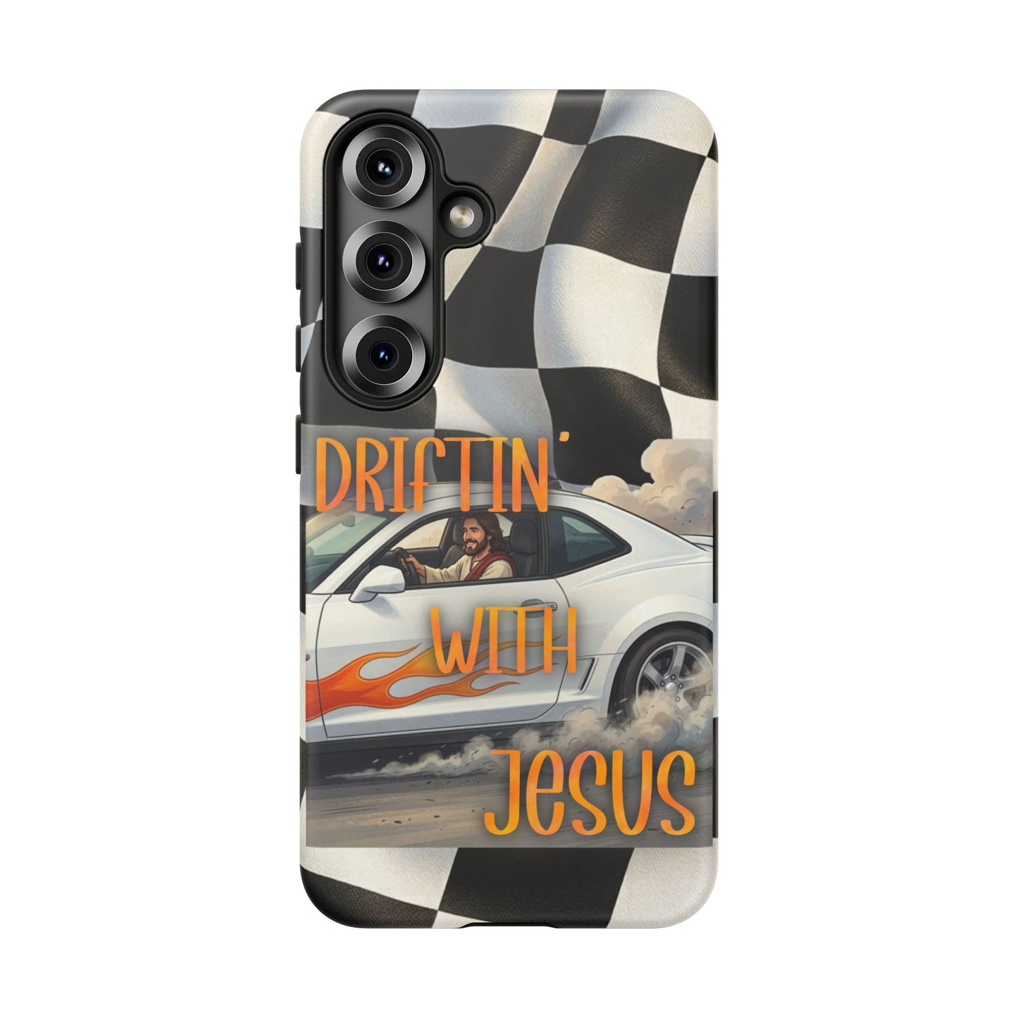 Phone Case — "Driftin' With Jesus" Racing Crosscheck Design - Samsung/ Google phones