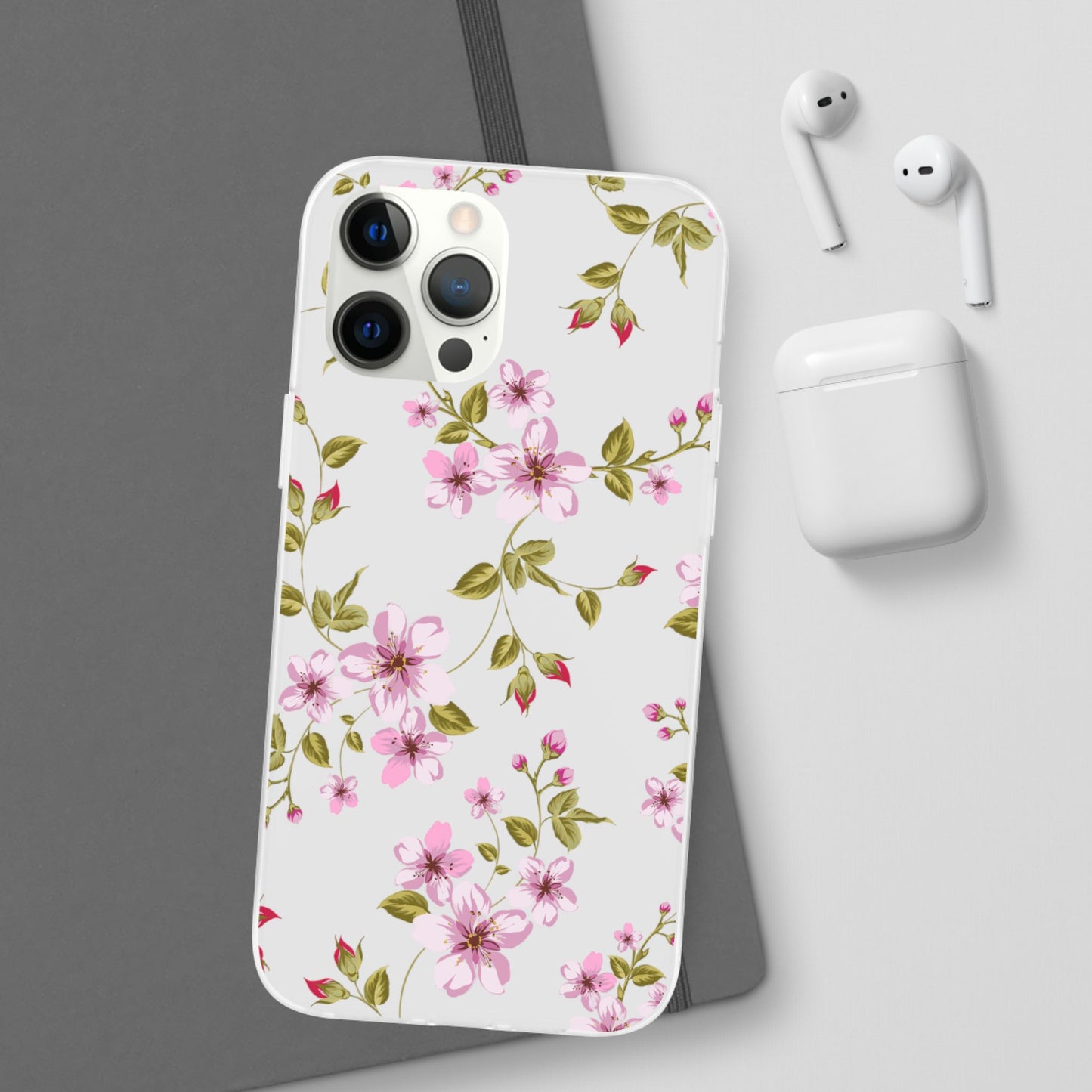 Floral Pink Blossom Flexi Case — Slim Protective Phone Case with Watercolor Cherry Blossom Design