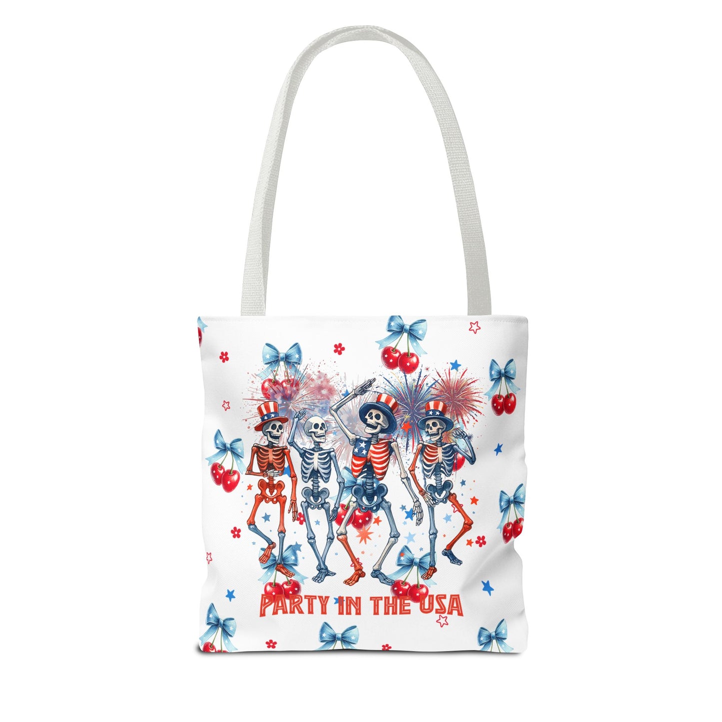 Patriotic Skeletons Tote Bag — "Party in the USA" 4th of July All-Over Print