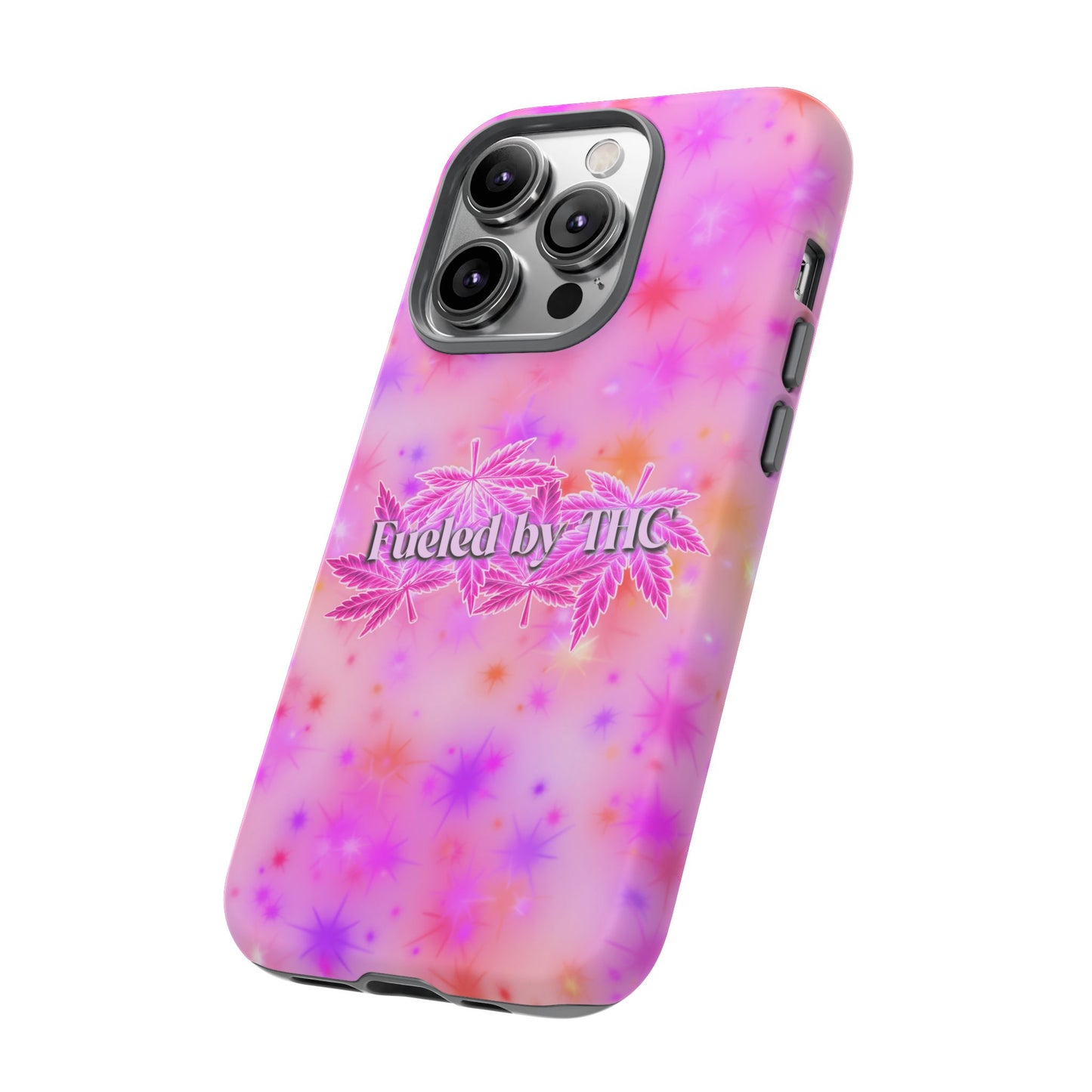 Fueled by THC Phone Case — Pink Cannabis Leaf Protective Case