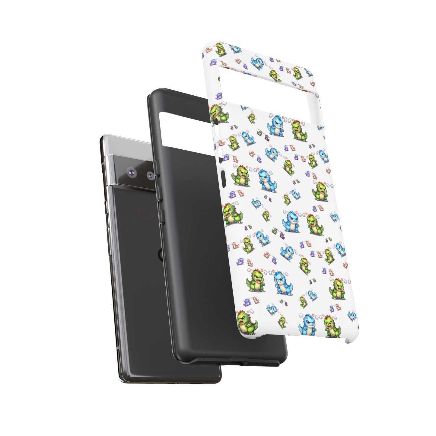 Cute Dino Pattern Phone Case — Playful Cartoon Dinosaur Tough Phone Cover