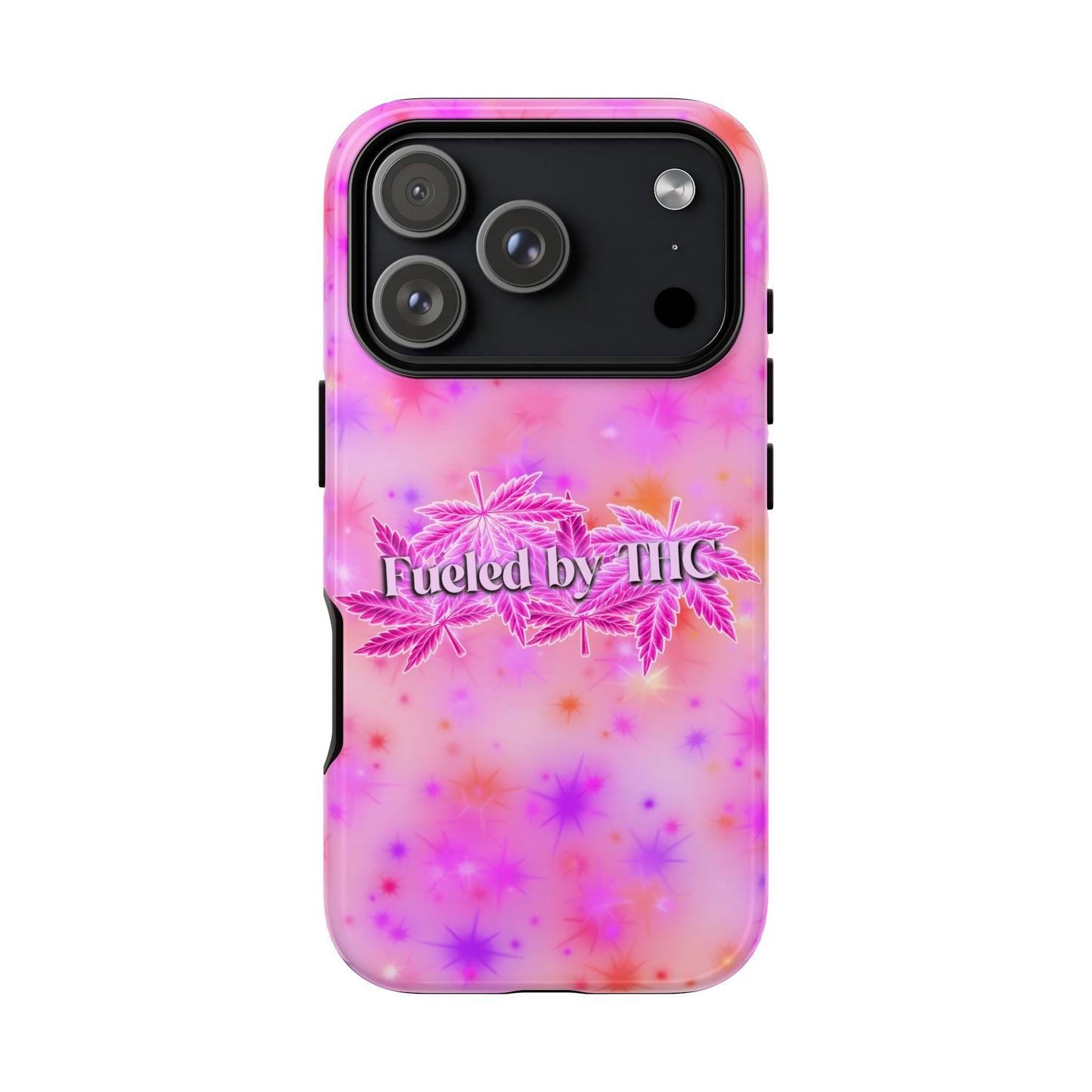 Fueled by THC Phone Case — Pink Cannabis Leaf Protective Case